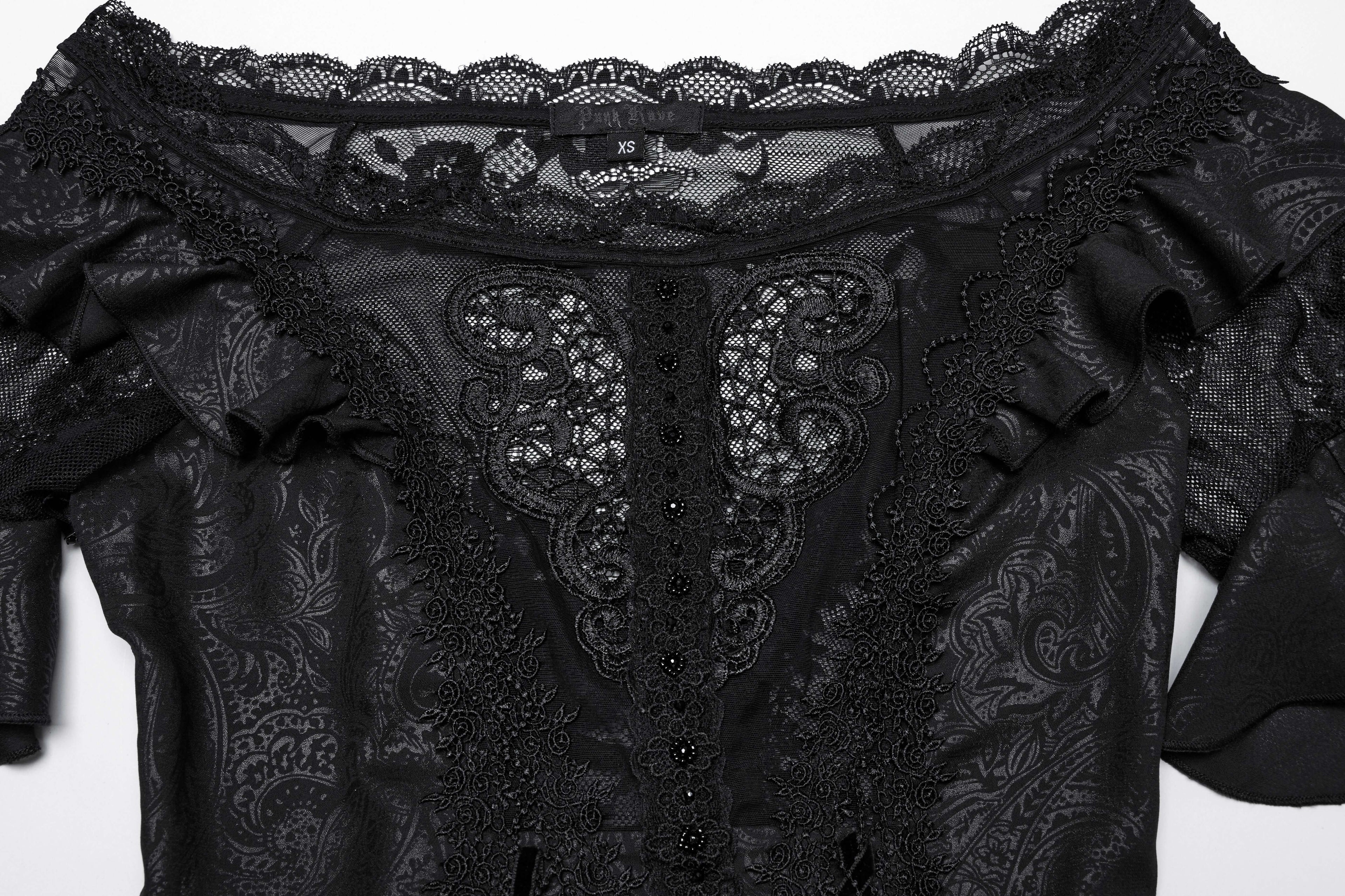 Punk Rave Jezebel Elf Off Shoulder Dress | Lace High-Low Chiffon