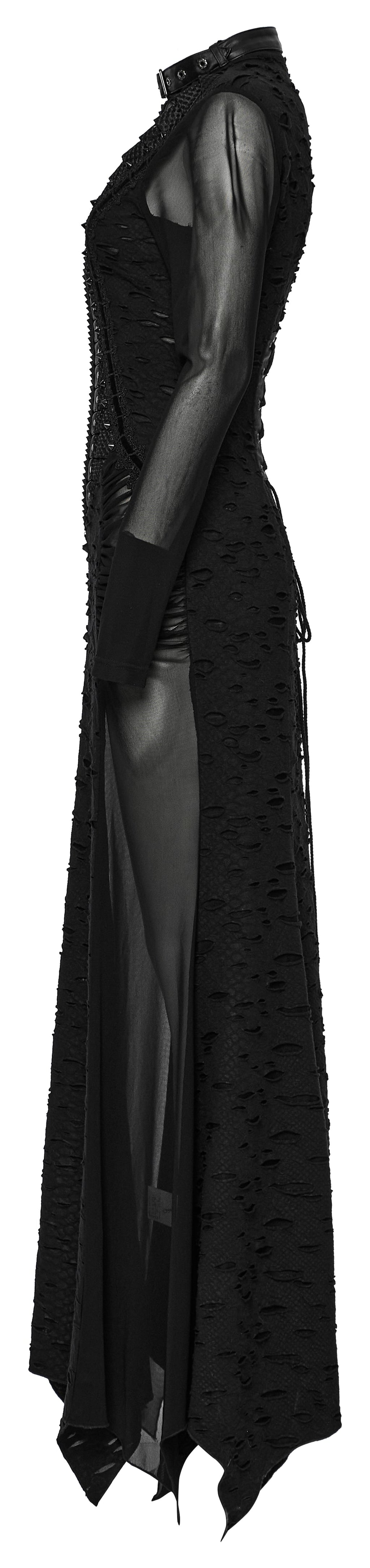 Punk Rave Seraphine Gothic Spinal Lace Panel Maxi Dress – Black
