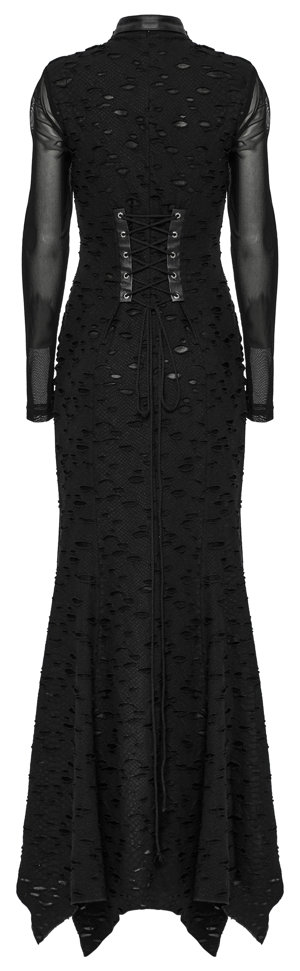 Punk Rave Seraphine Gothic Spinal Lace Panel Maxi Dress – Black