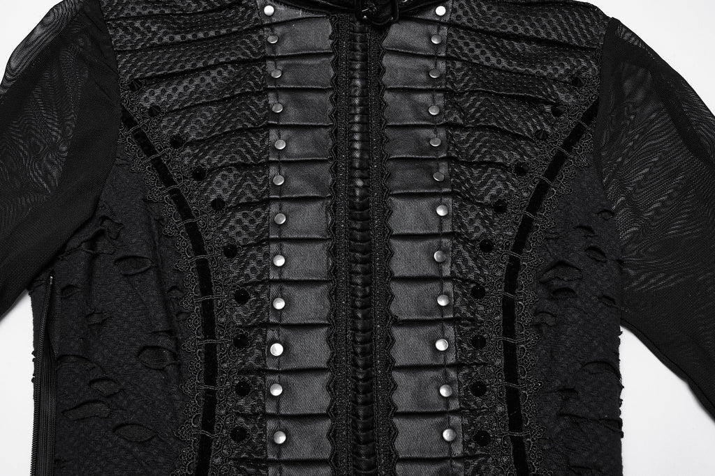 Punk Rave Seraphine Gothic Spinal Lace Panel Maxi Dress – Black
