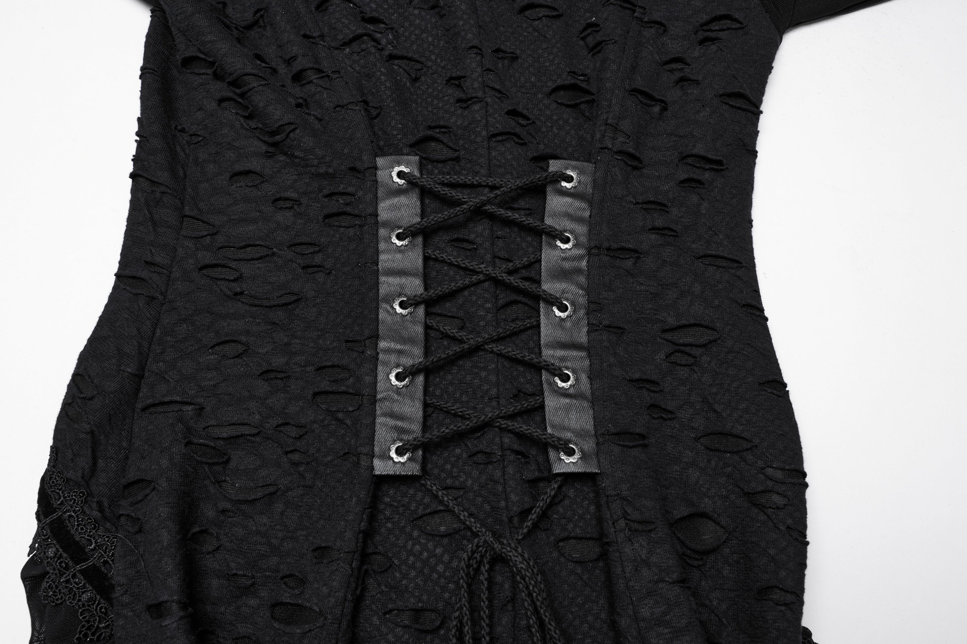 Punk Rave Seraphine Gothic Spinal Lace Panel Maxi Dress – Black
