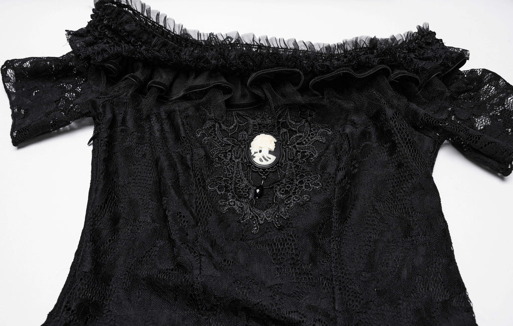 Punk Rave Penelope Steampunk Lace Dress | Gothic Ruffled Chiffon Mesh