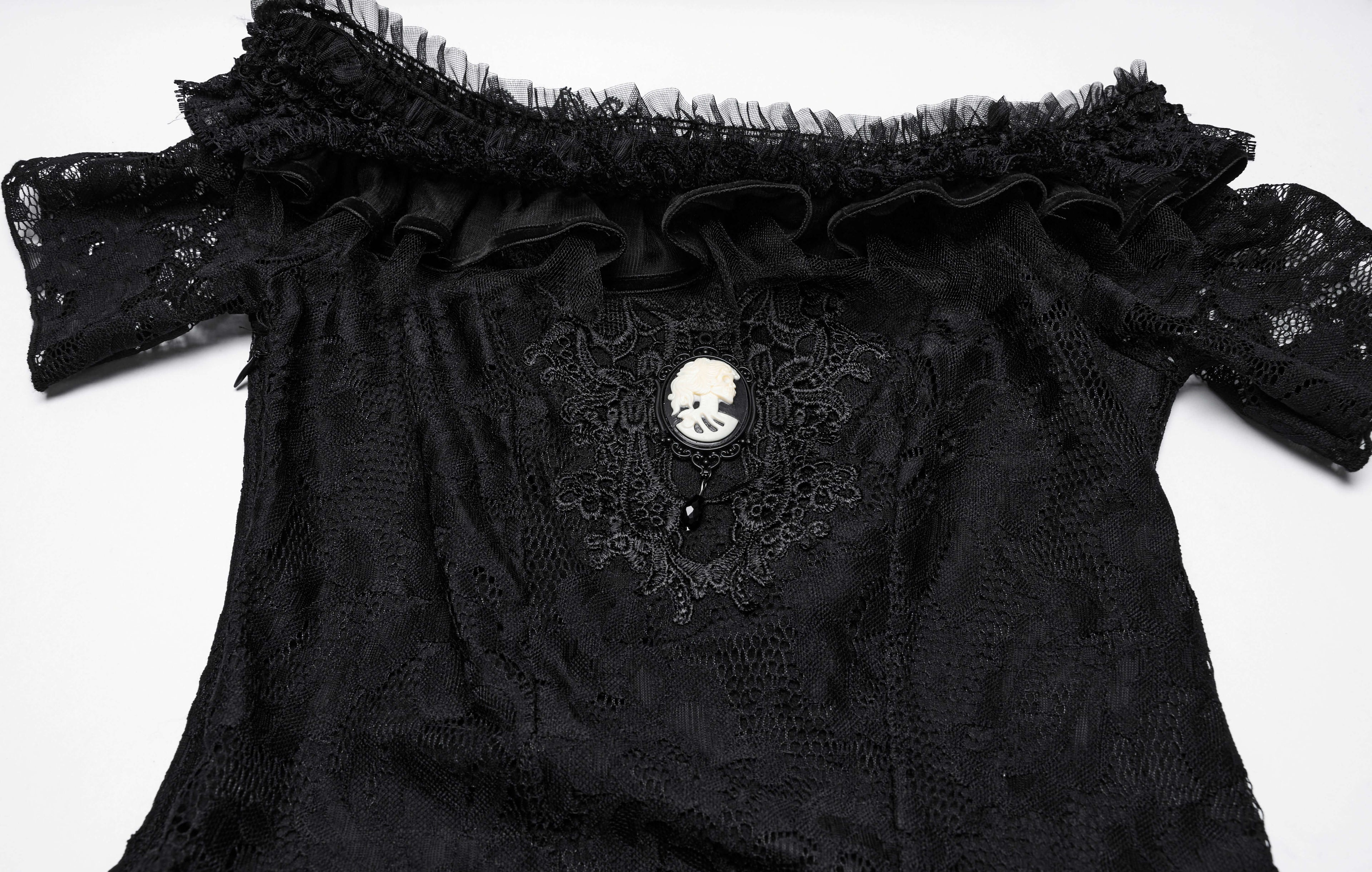 Punk Rave Penelope Steampunk Lace Dress | Gothic Ruffled Chiffon Mesh