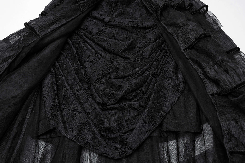 Punk Rave Penelope Steampunk Lace Dress | Gothic Ruffled Chiffon Mesh