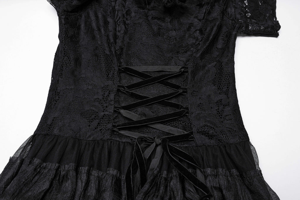 Punk Rave Penelope Steampunk Lace Dress | Gothic Ruffled Chiffon Mesh