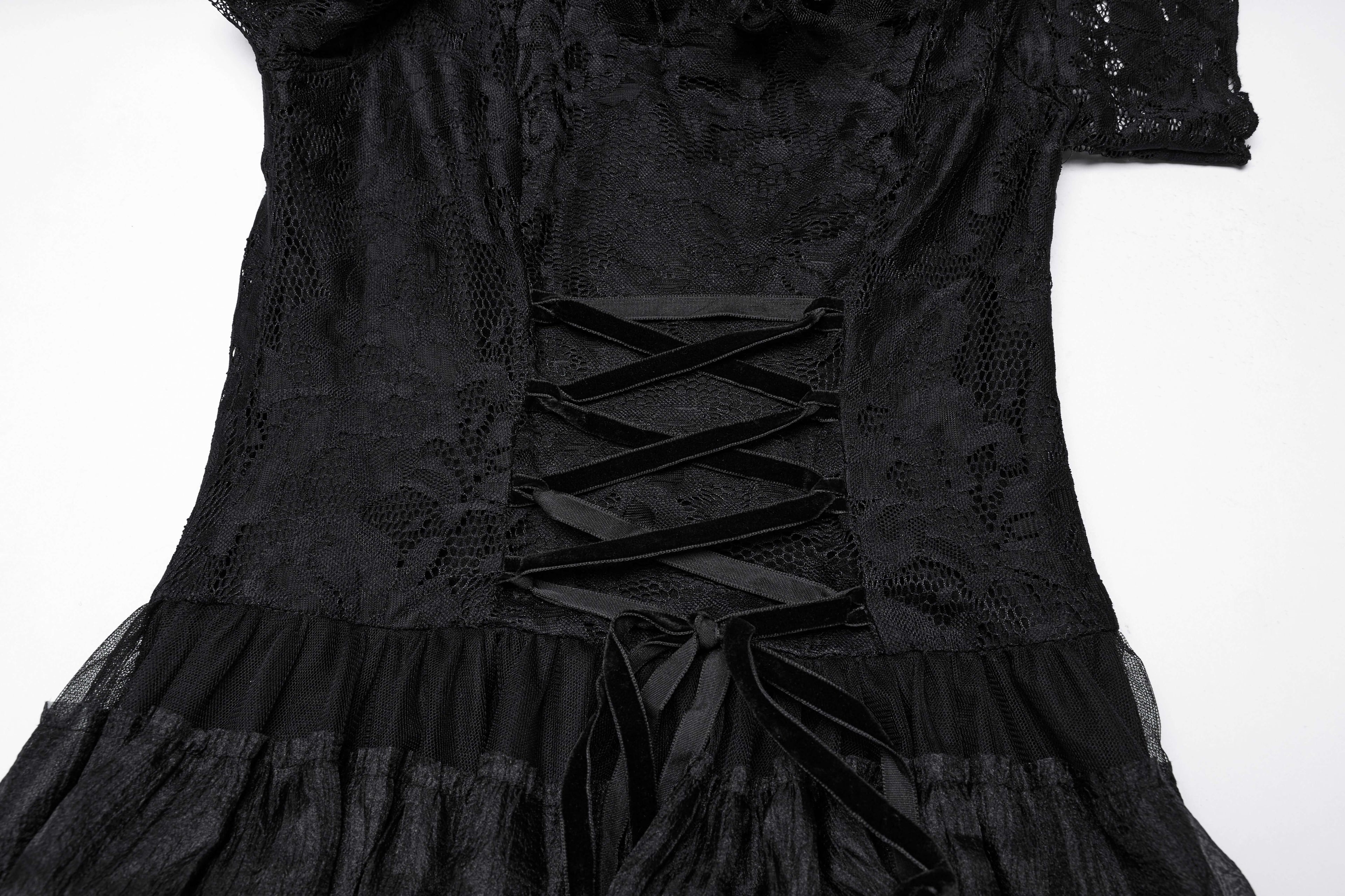 Punk Rave Penelope Steampunk Lace Dress | Gothic Ruffled Chiffon Mesh