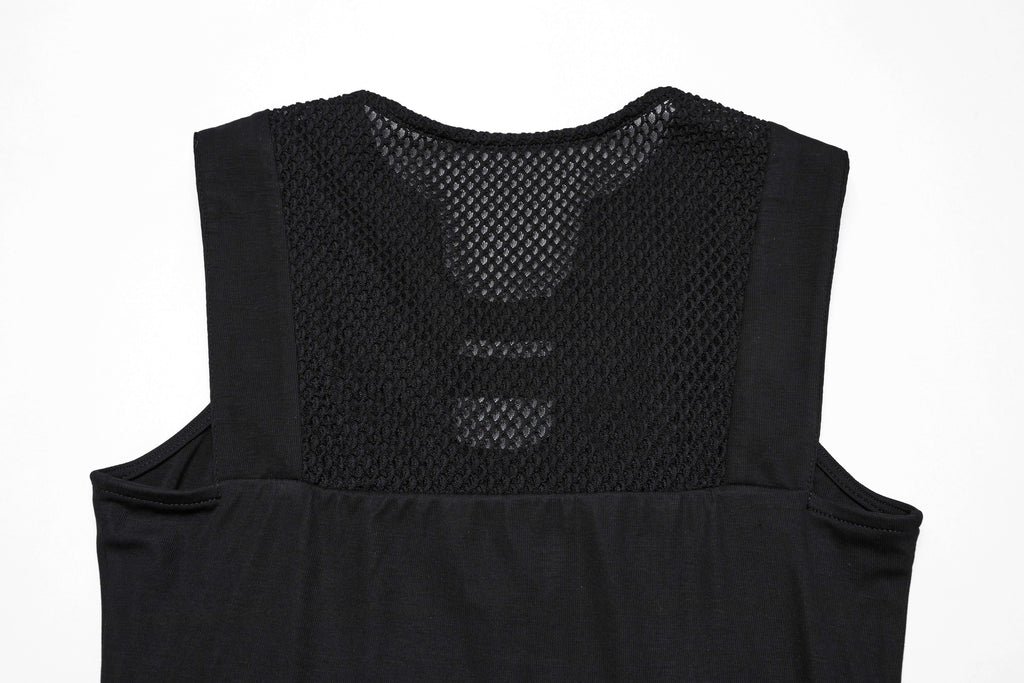 Punk Rave Ellerie Cyberpunk Vest – Mesh Knit Sleeveless Armor Top