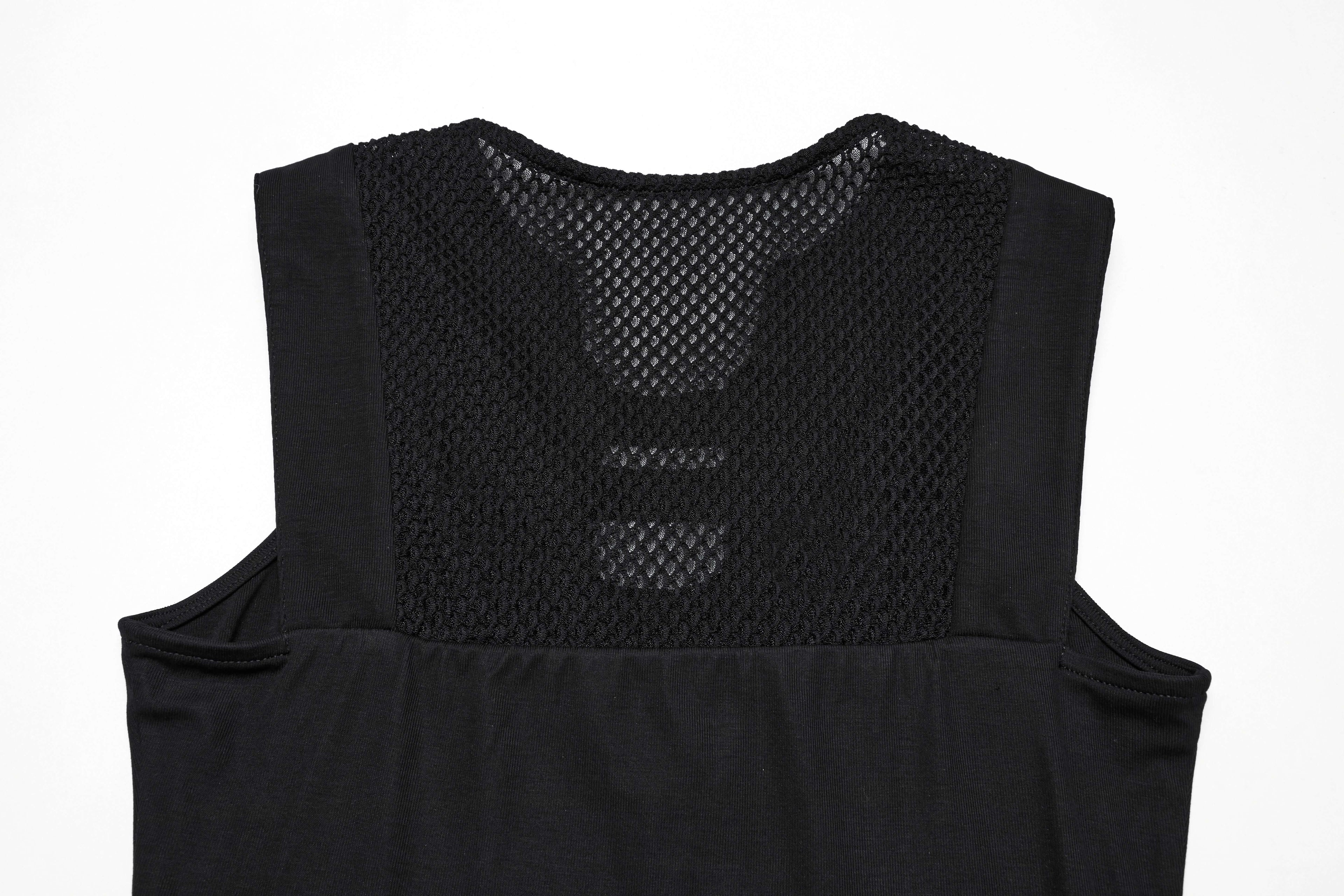 Punk Rave Ellerie Cyberpunk Vest – Mesh Knit Sleeveless Armor Top