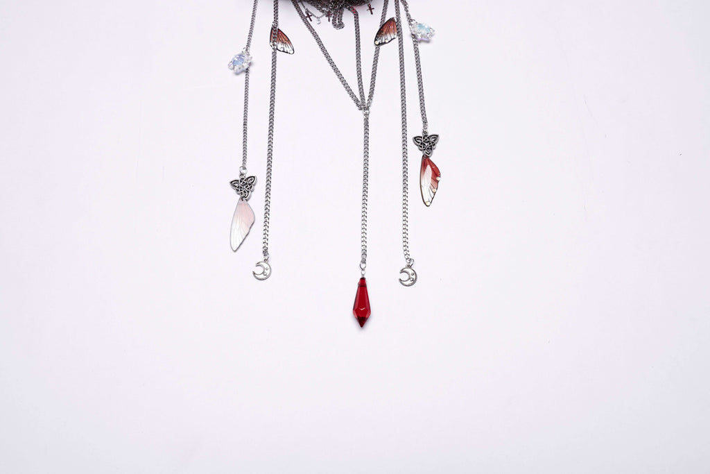 Punk Rave Effie Red Crystal Gothic Headband with Chain Tassels