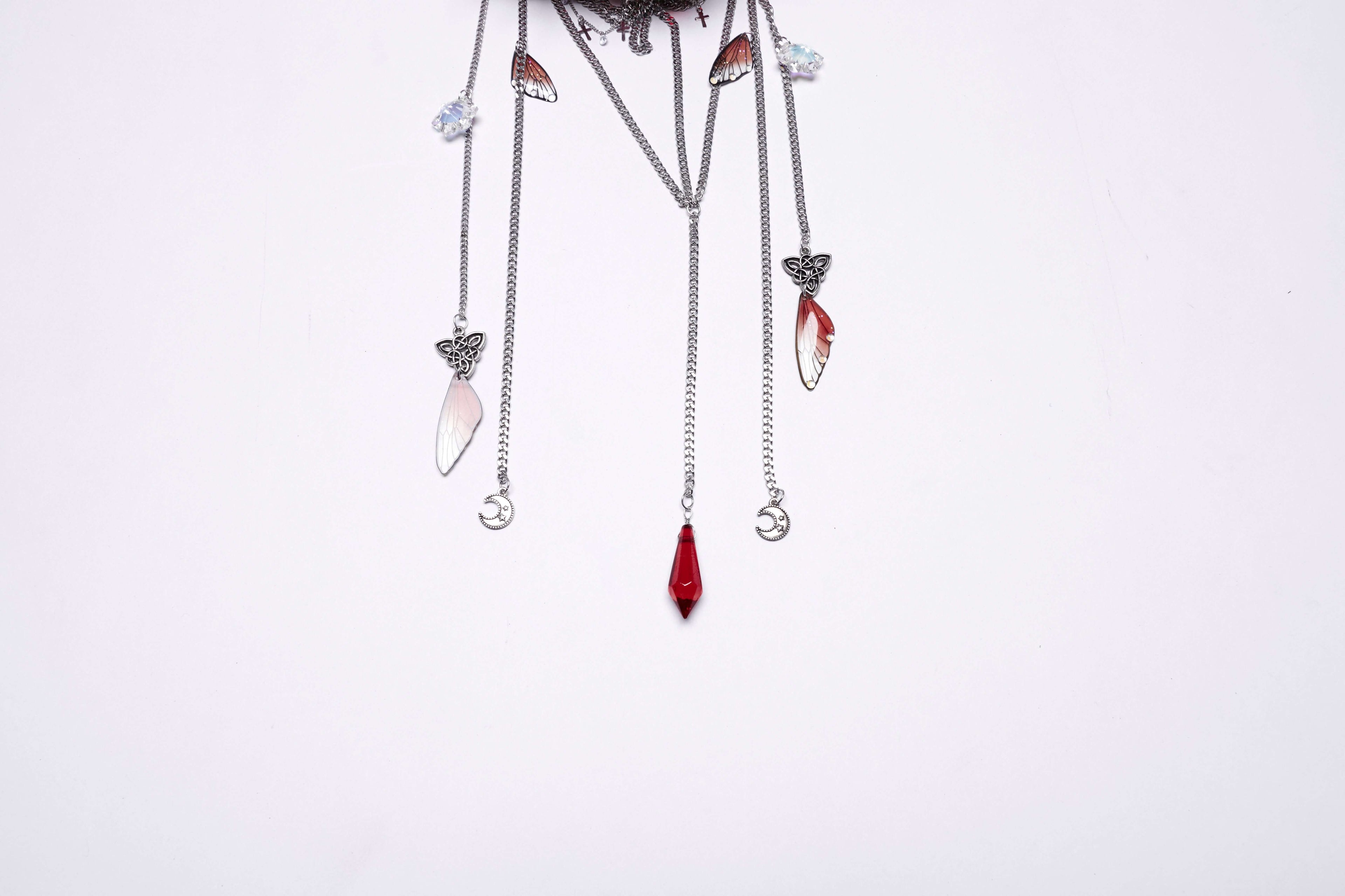 Punk Rave Effie Red Crystal Gothic Headband with Chain Tassels