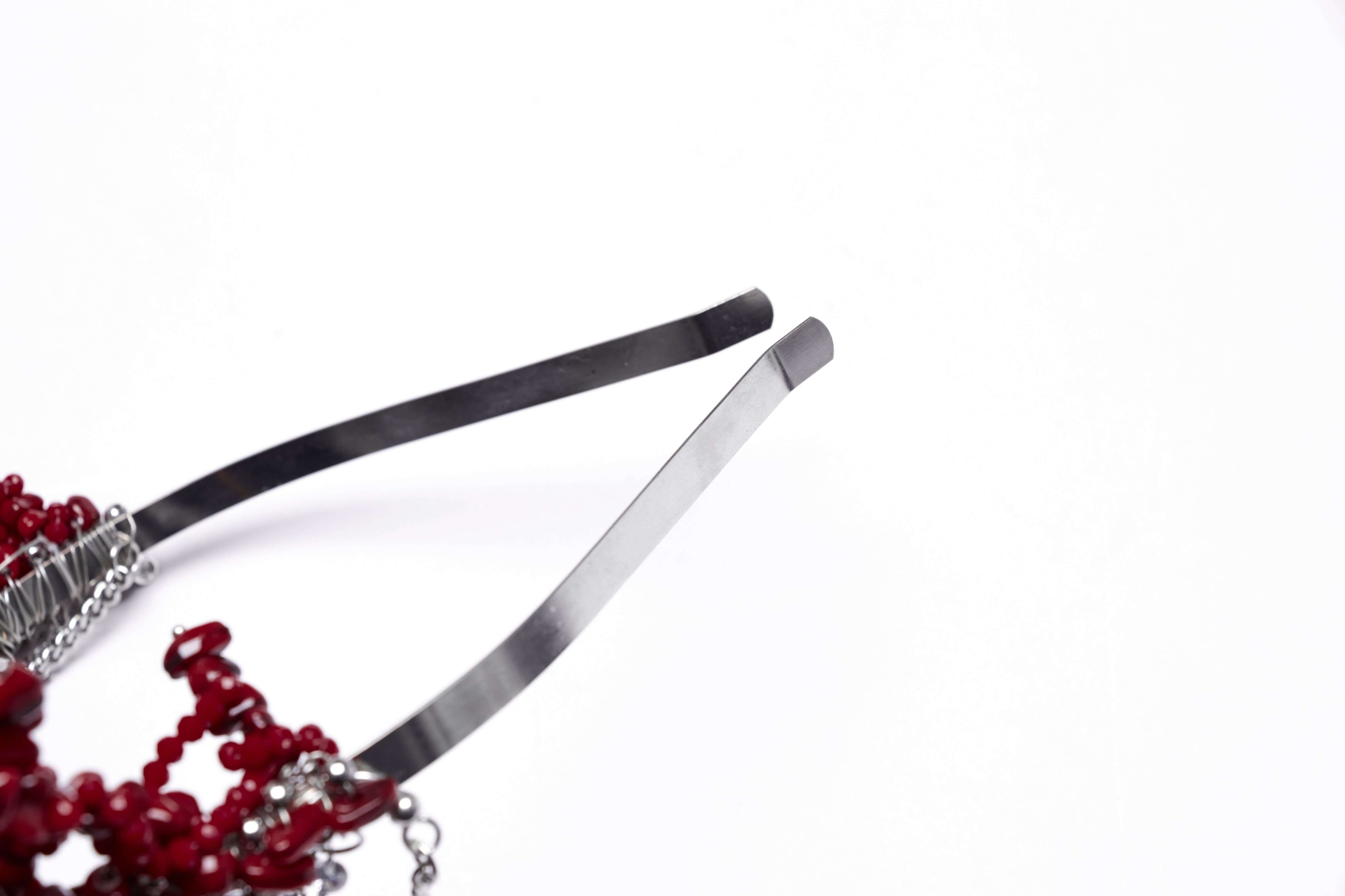 Punk Rave Effie Red Crystal Gothic Headband with Chain Tassels