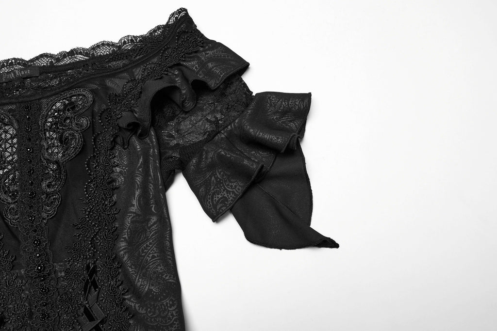 Punk Rave Jezebel Elf Off Shoulder Dress | Lace High-Low Chiffon