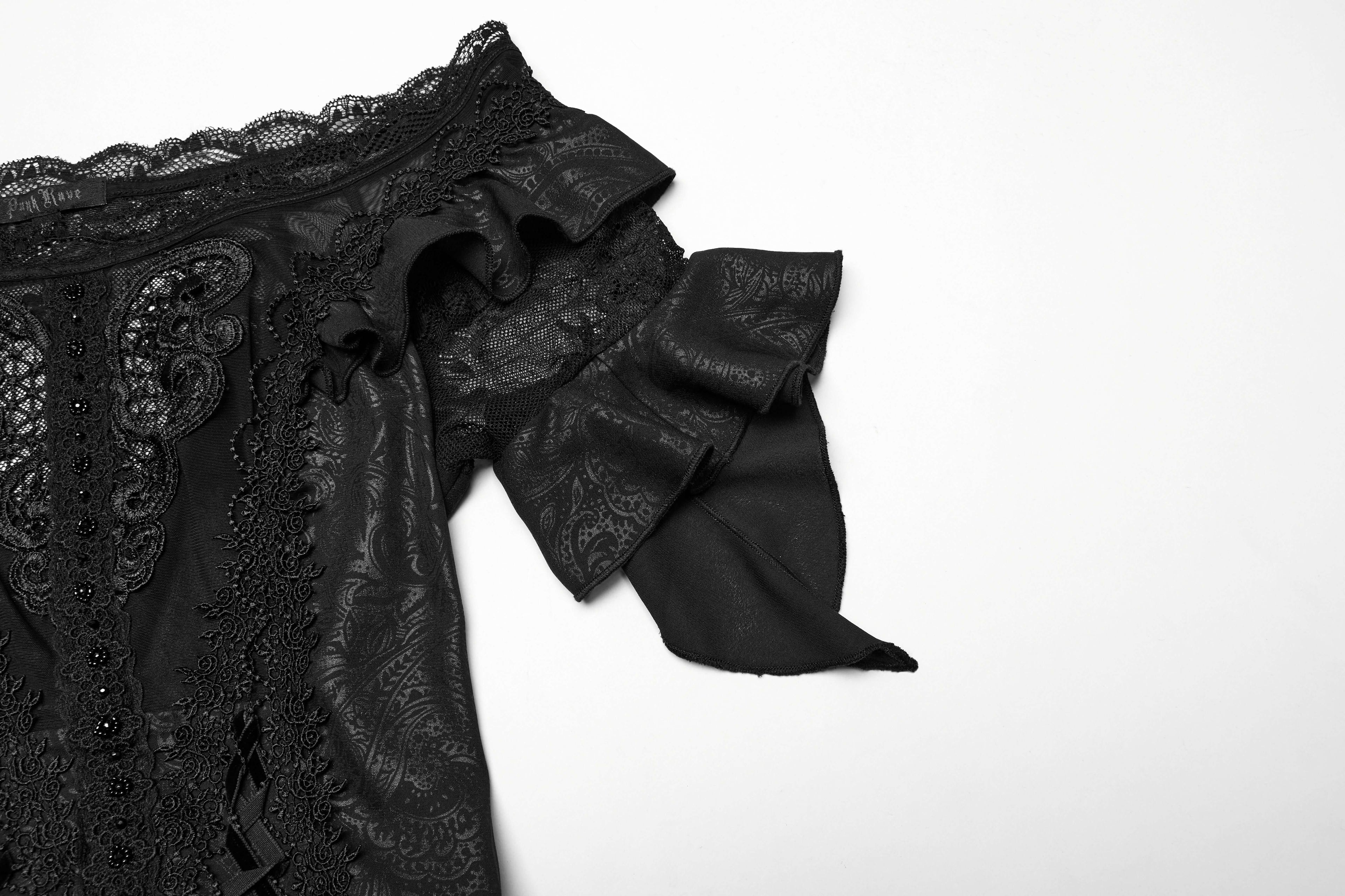 Punk Rave Jezebel Elf Off Shoulder Dress | Lace High-Low Chiffon