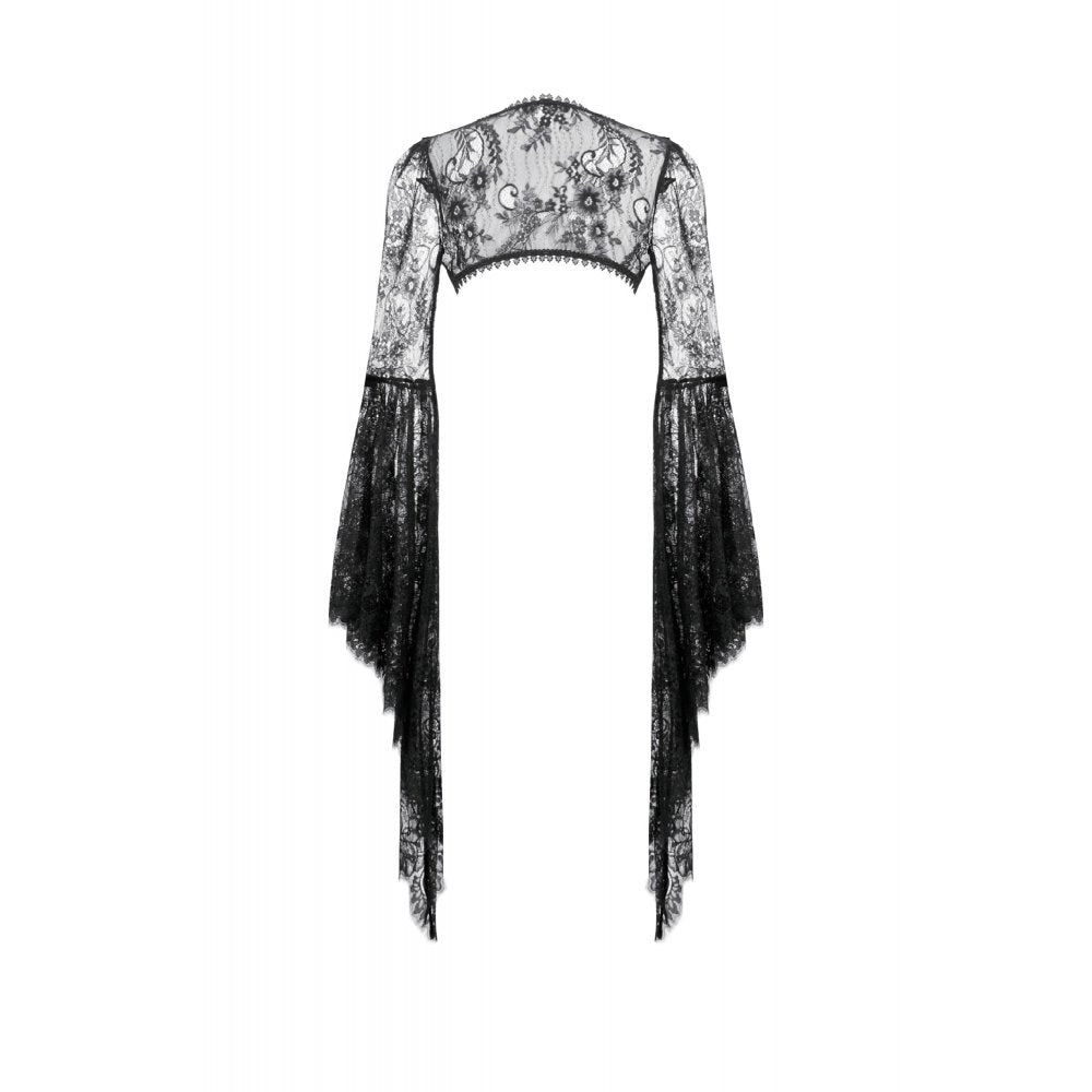 Dark In Love Gothic Lace Bell Sleeve Cape – Dragon Embroidery