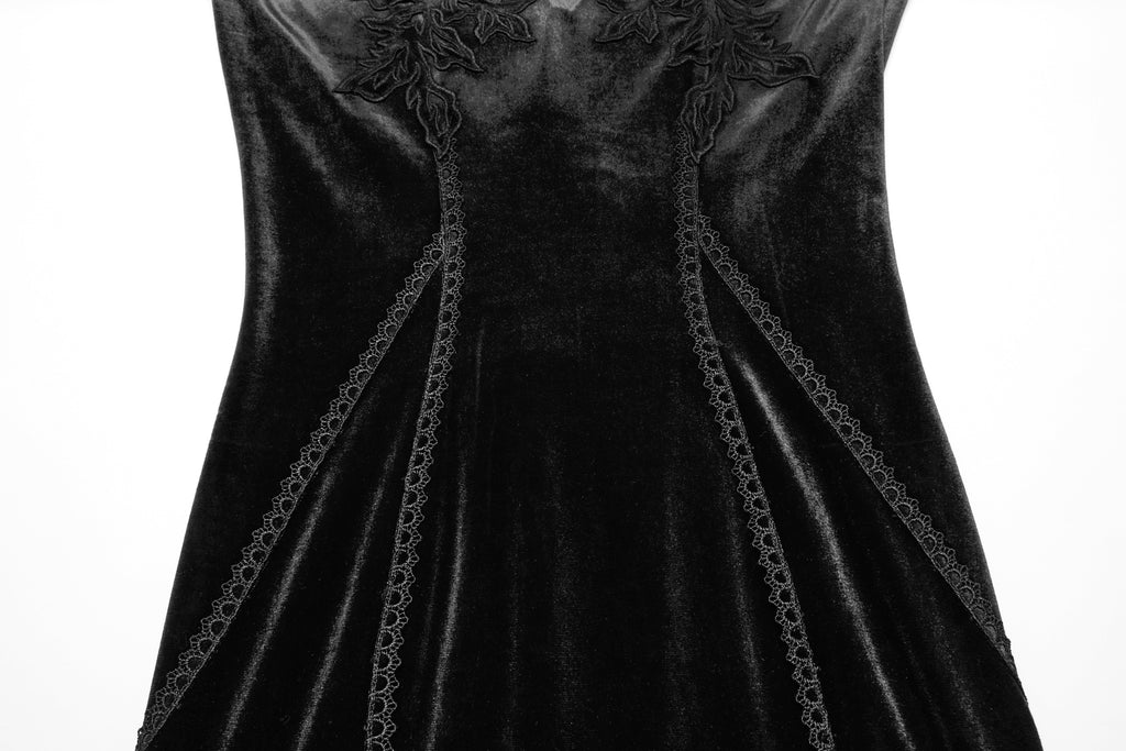 Punk Rave Isolde Velvet Lace Sleeve Goth Dress | Black Corset Gown