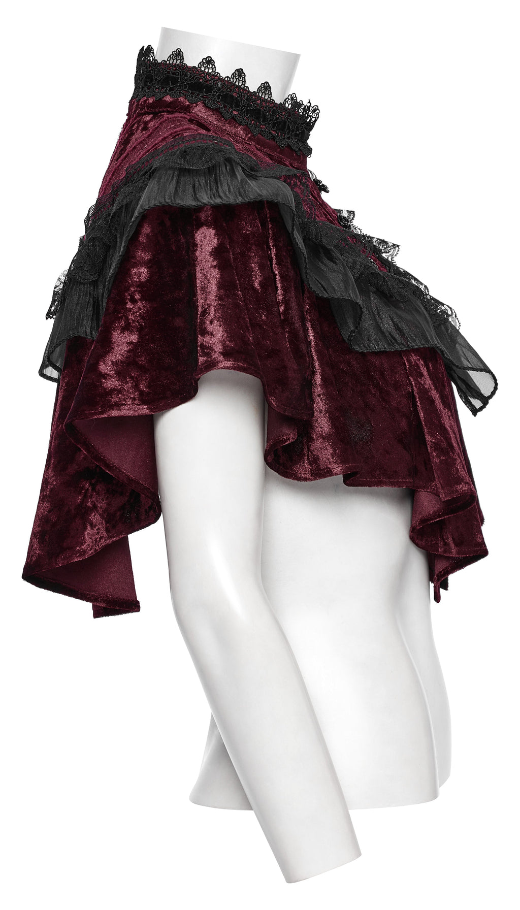 Punk Rave Elysia Velvet Ruffle Goth Shawl – Crimson Red & Black