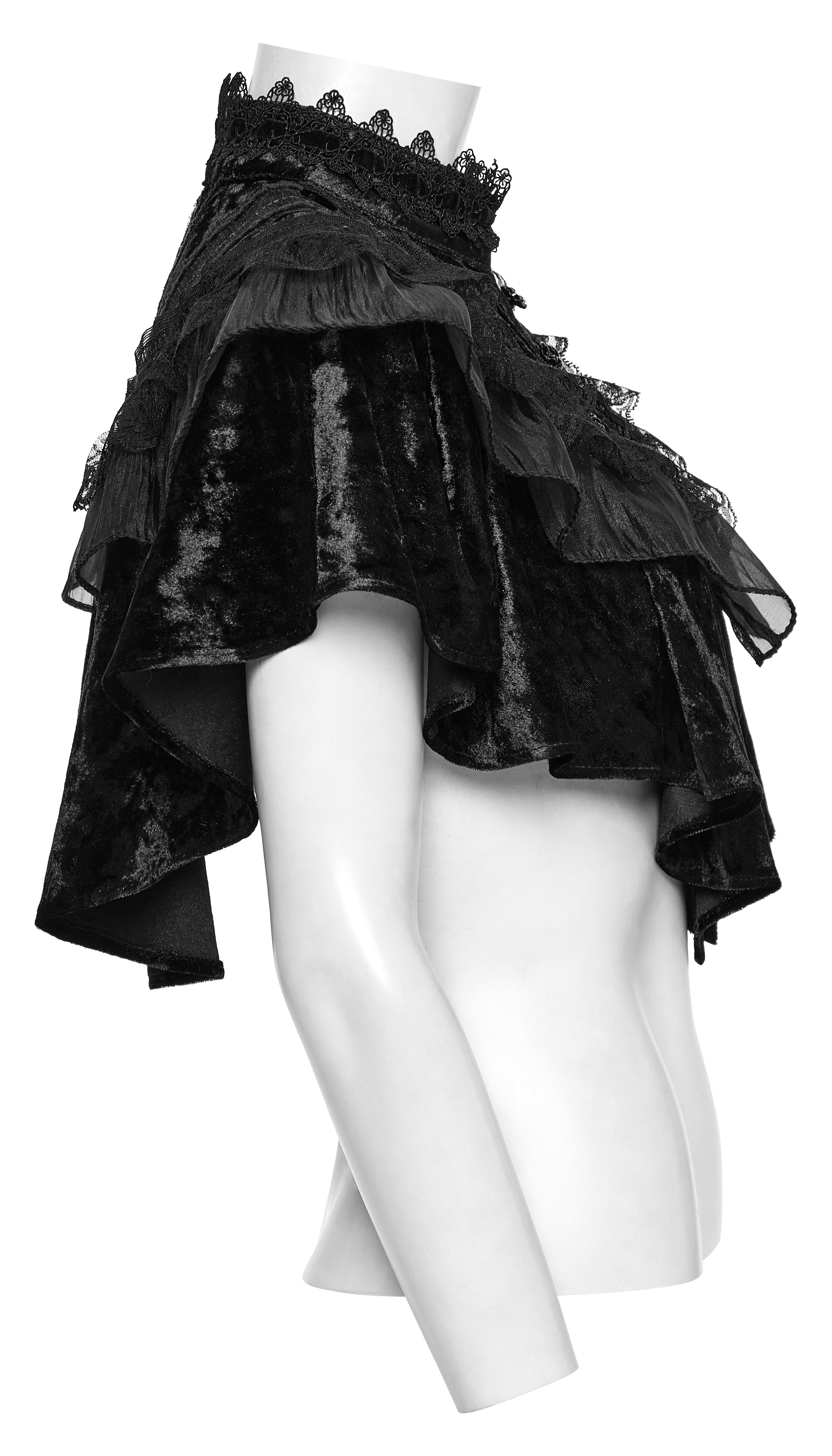 Punk Rave Elysia Velvet Ruffle Goth Shawl – Victorian Lace Collar Black