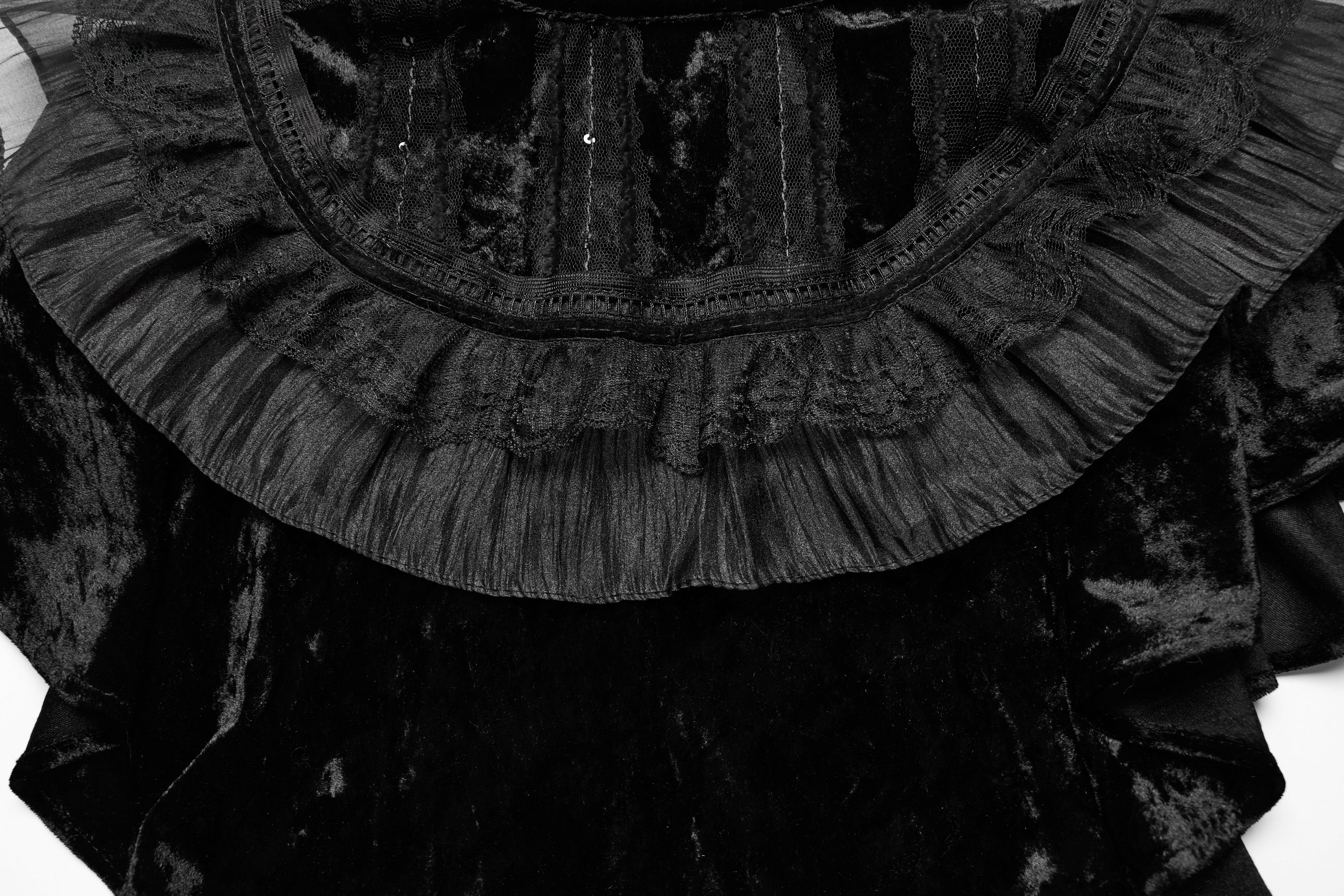 Punk Rave Elysia Velvet Ruffle Goth Shawl – Victorian Lace Collar Black