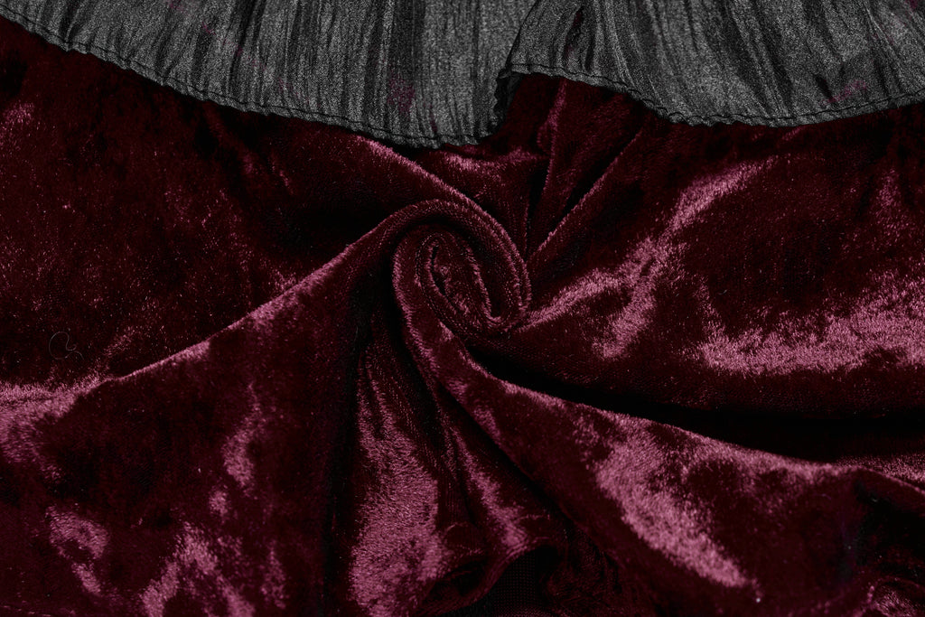 Punk Rave Elysia Velvet Ruffle Goth Shawl – Crimson Red & Black