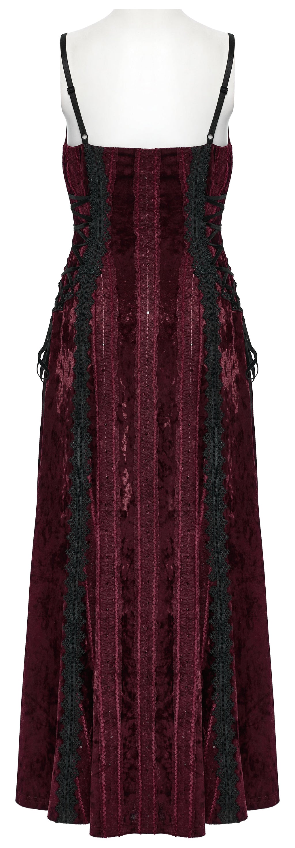 Punk Rave Vivienne Velvet Lace Panel Goth Slip Dress – Burgundy