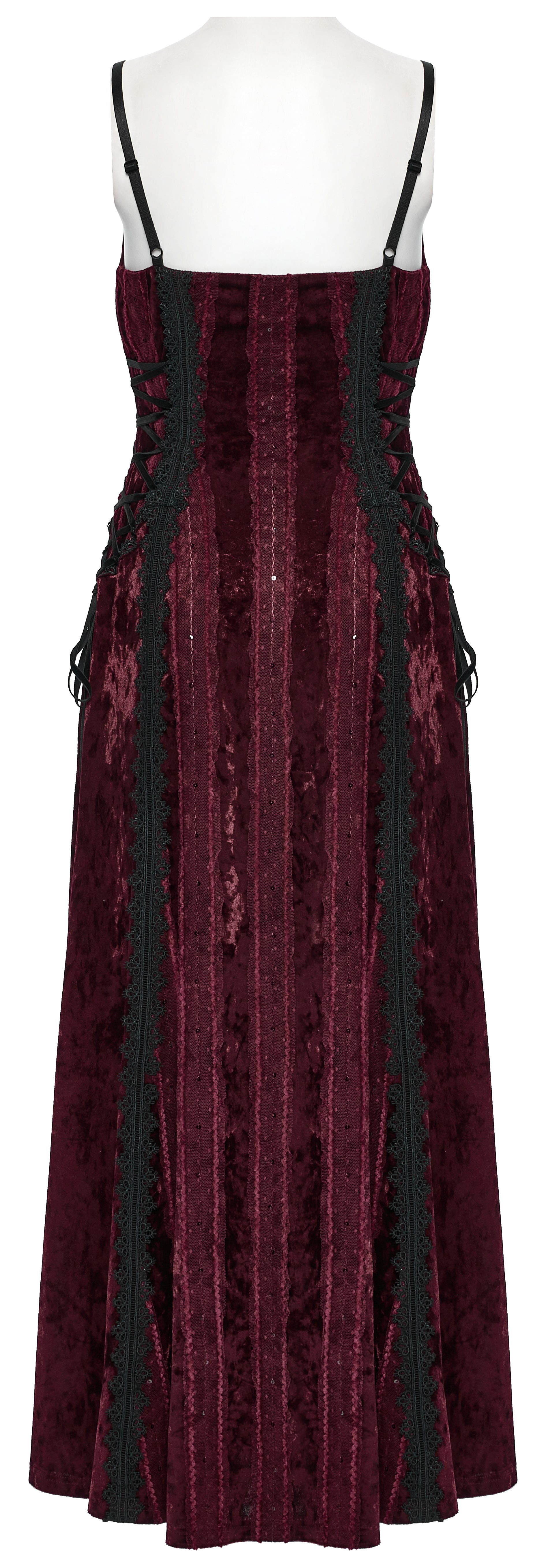 Punk Rave Vivienne Velvet Lace Panel Goth Slip Dress – Burgundy
