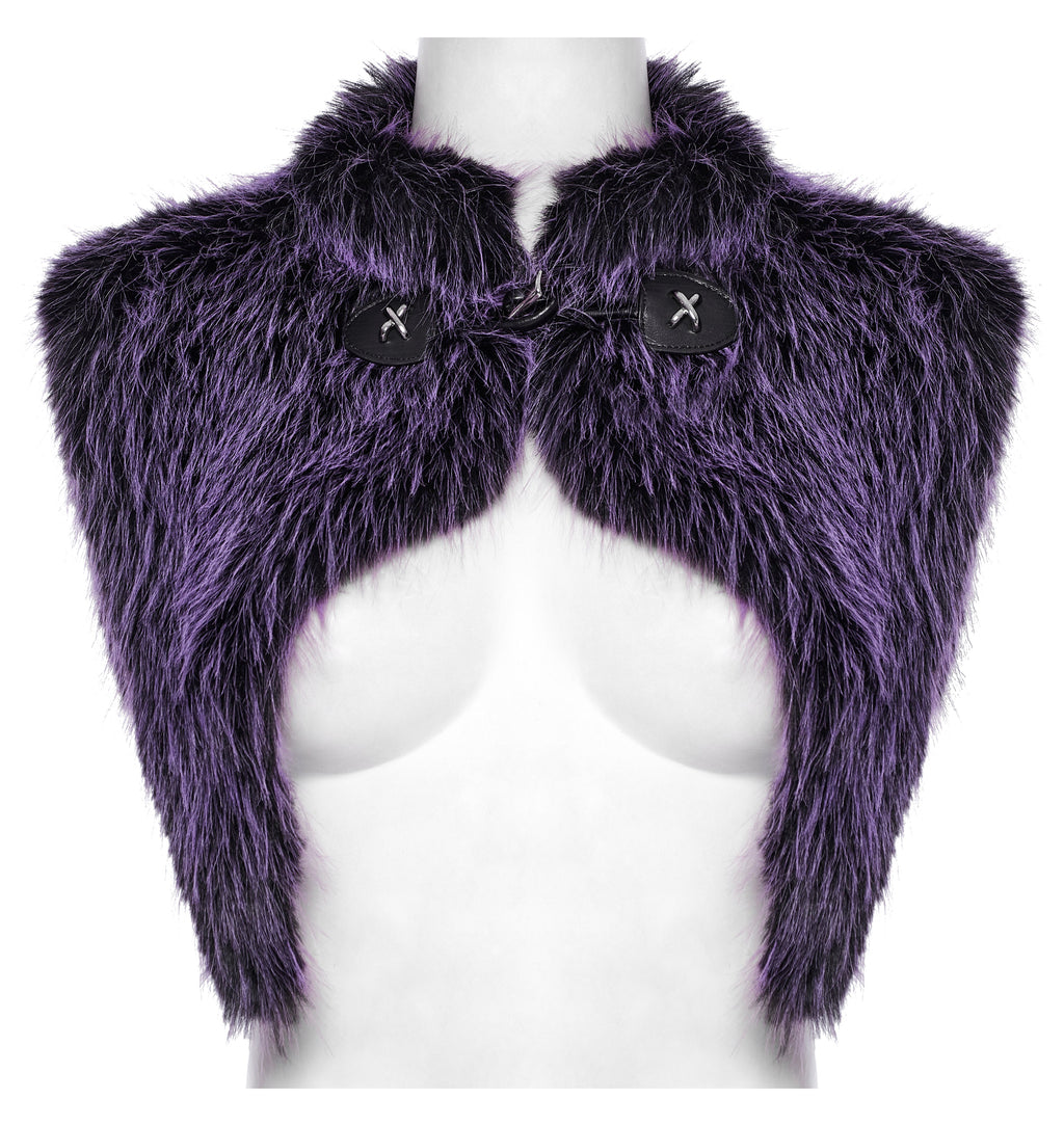 Punk Rave Lilith Gradient Faux Fur Devil Shawl – Violet Gothic Wrap