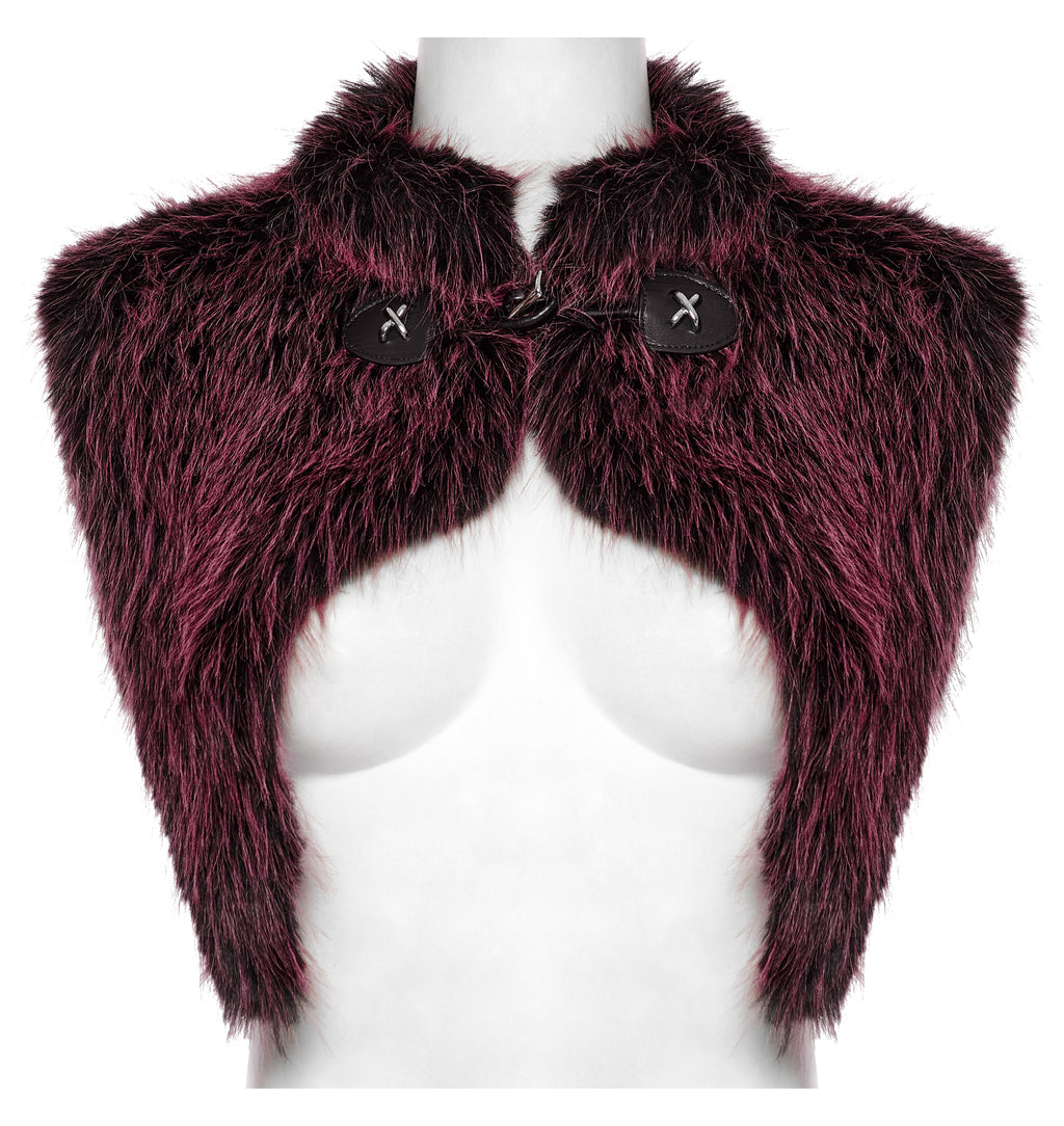 Punk Rave Lilith Gradient Faux Fur Devil Shawl - Crimson & Black