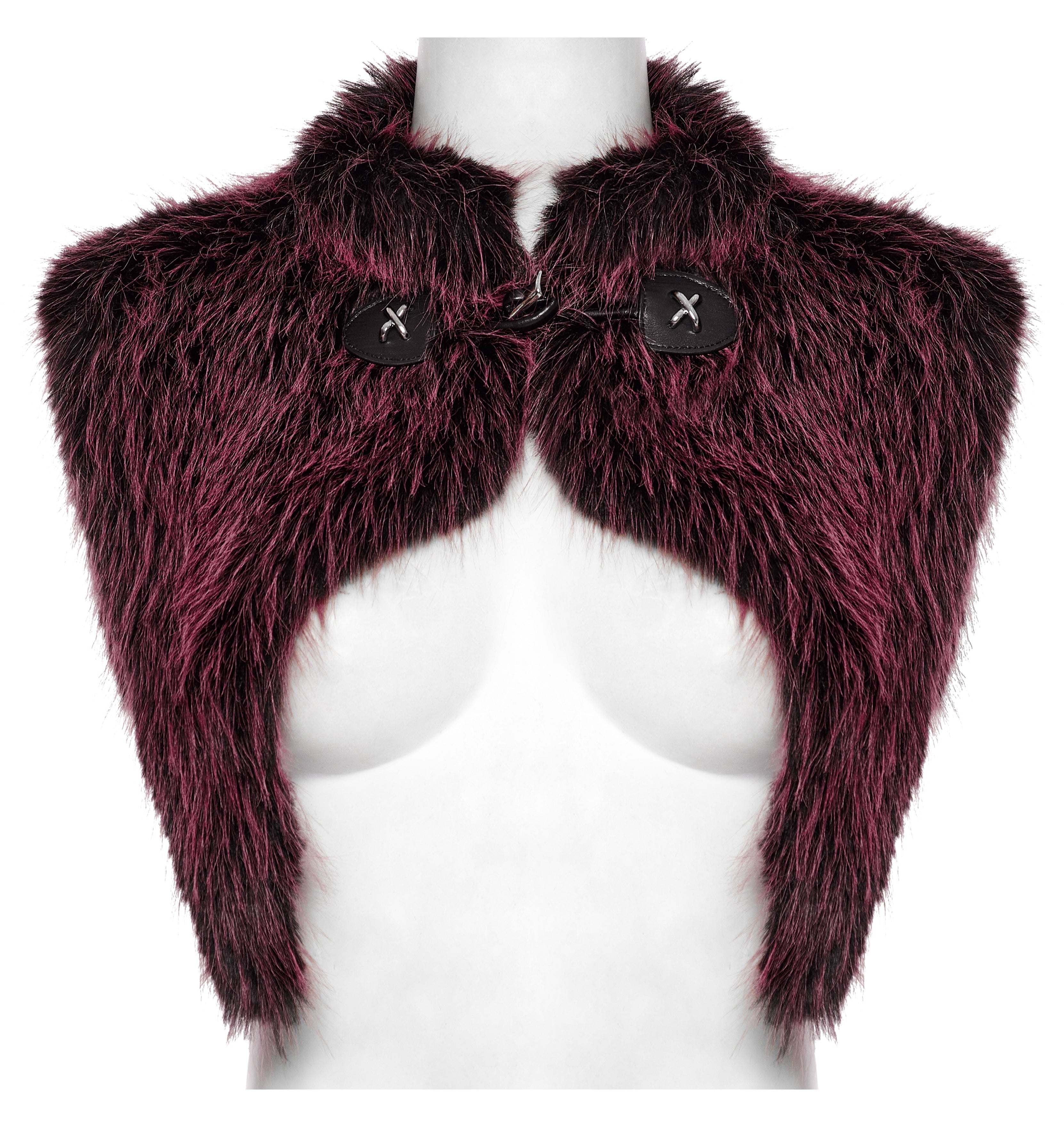 Punk Rave Lilith Gradient Faux Fur Devil Shawl - Crimson & Black