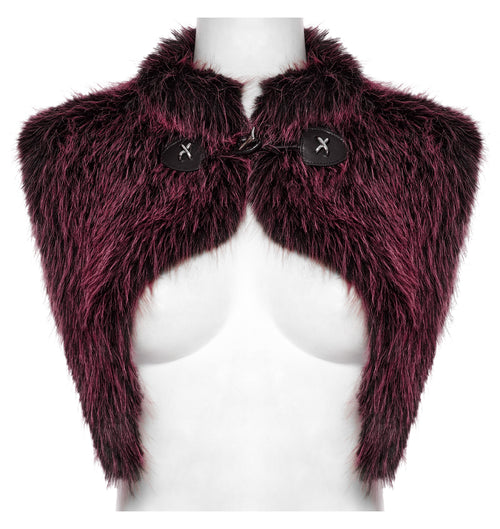 Punk Rave Lilith Gradient Faux Fur Devil Shawl - Crimson & Black