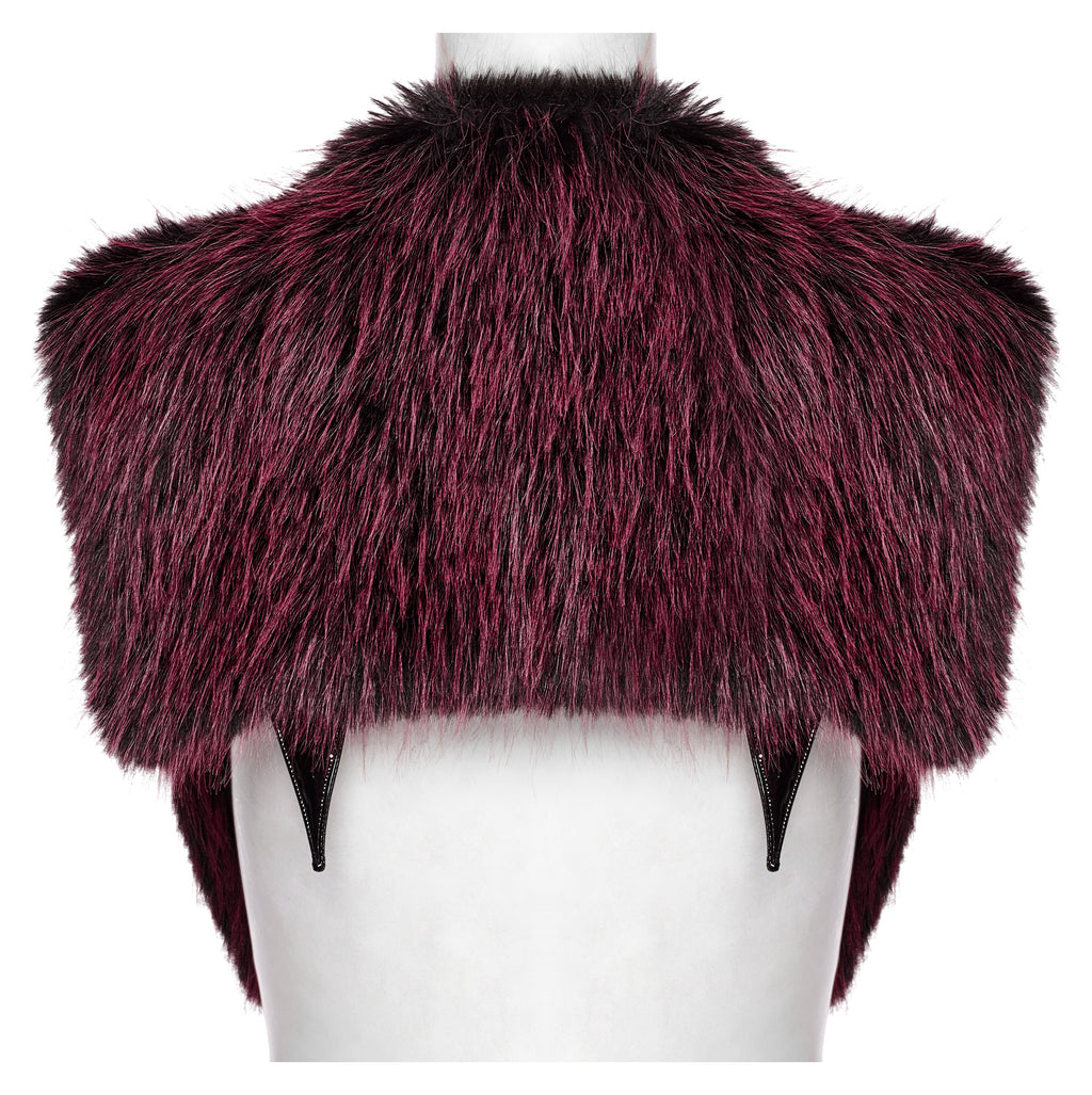 Punk Rave Lilith Gradient Faux Fur Devil Shawl - Crimson & Black