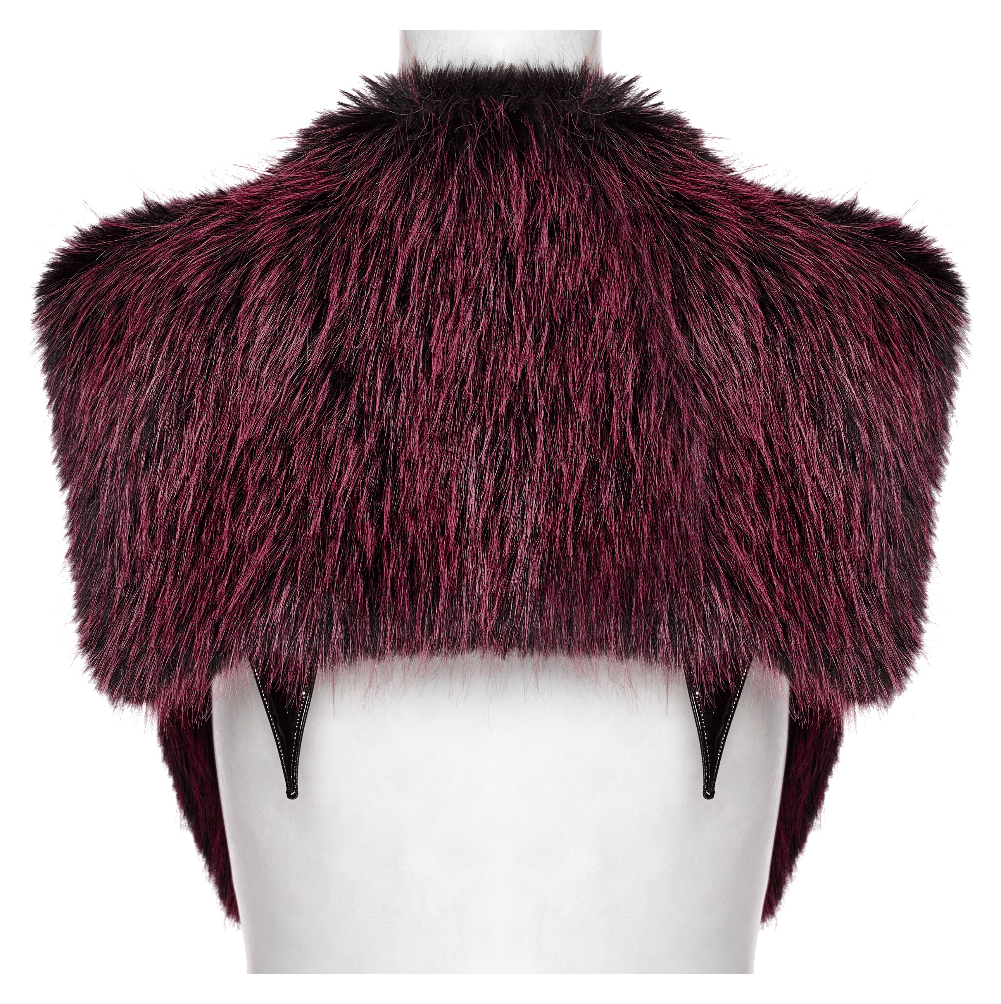 Punk Rave Lilith Gradient Faux Fur Devil Shawl - Crimson & Black