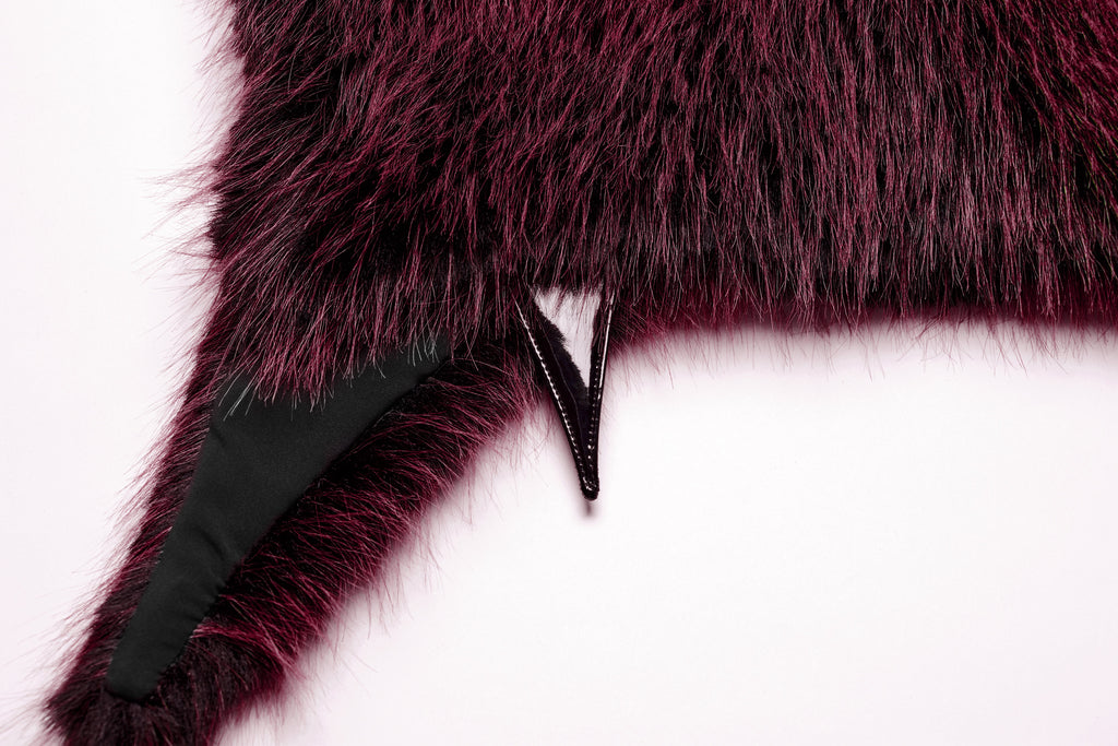 Punk Rave Lilith Gradient Faux Fur Devil Shawl - Crimson & Black