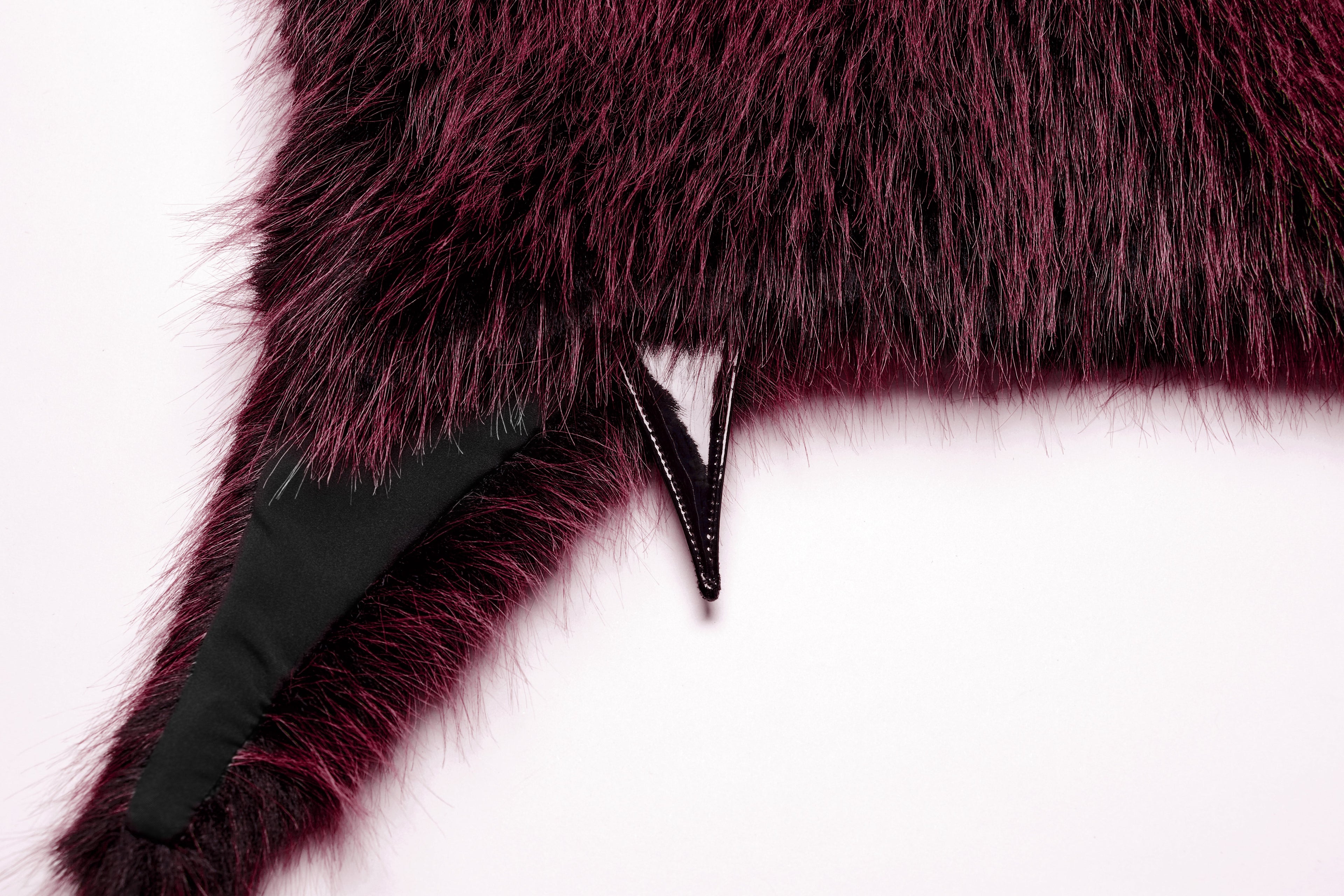Punk Rave Lilith Gradient Faux Fur Devil Shawl - Crimson & Black