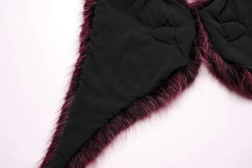 Punk Rave Lilith Gradient Faux Fur Devil Shawl - Crimson & Black