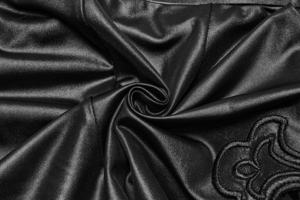 Punk Rave Seraphina Cross Flocking Mesh Flare Pants – Goth Faux Leather