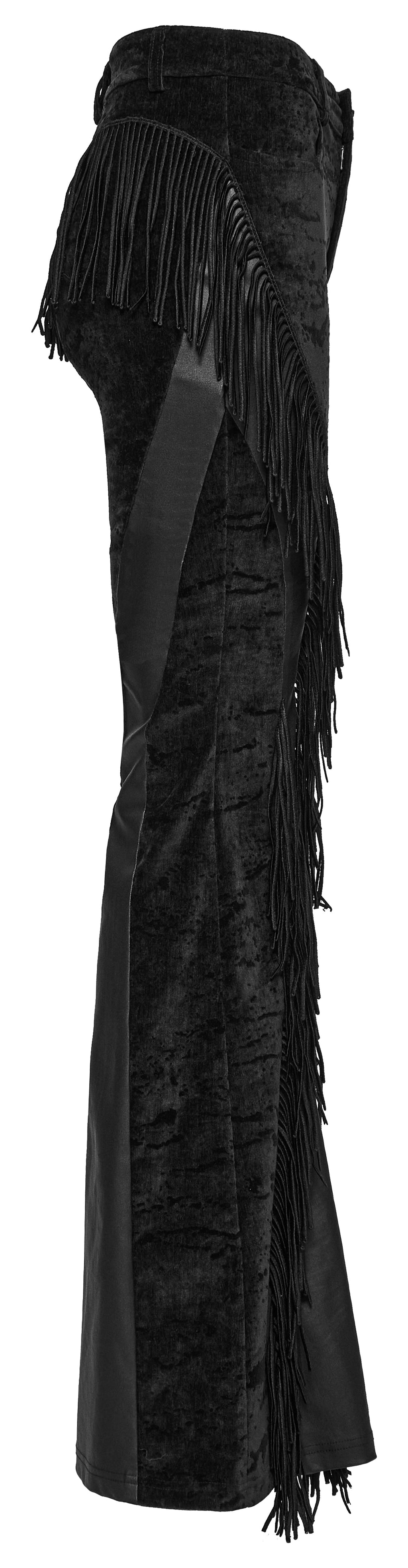 Punk Rave Morrigan Wasteland Tassel Goth Flare Trousers - Black