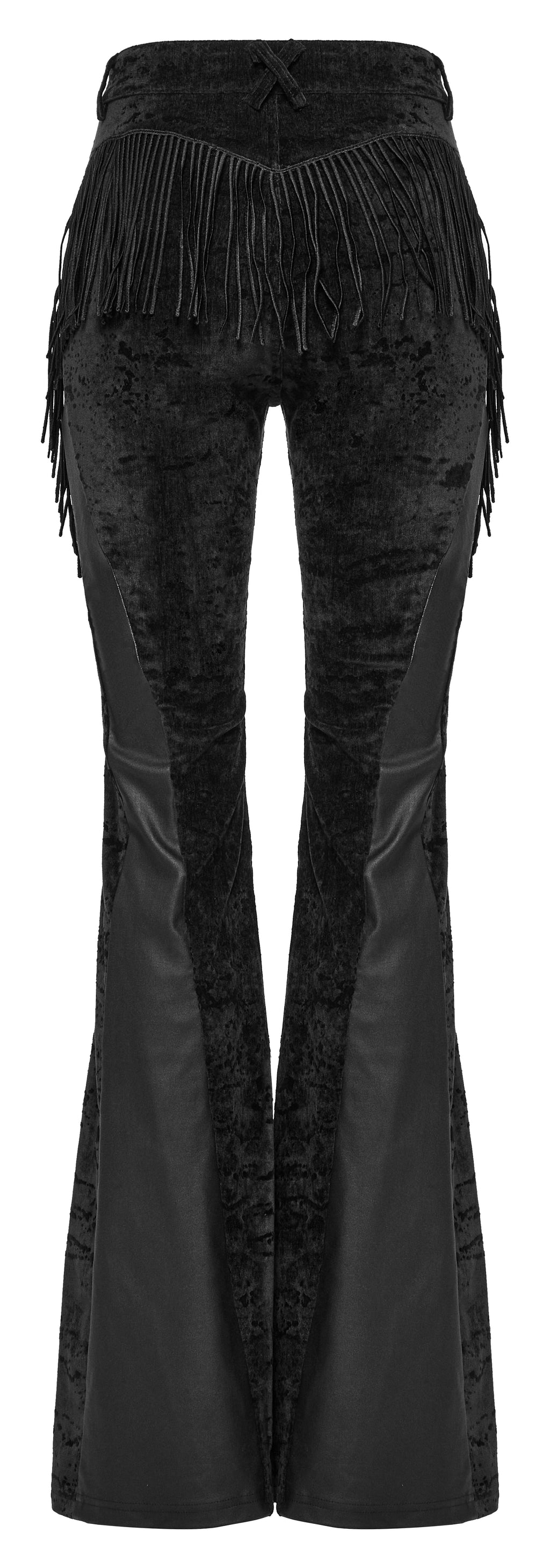 Punk Rave Morrigan Wasteland Tassel Goth Flare Trousers - Black
