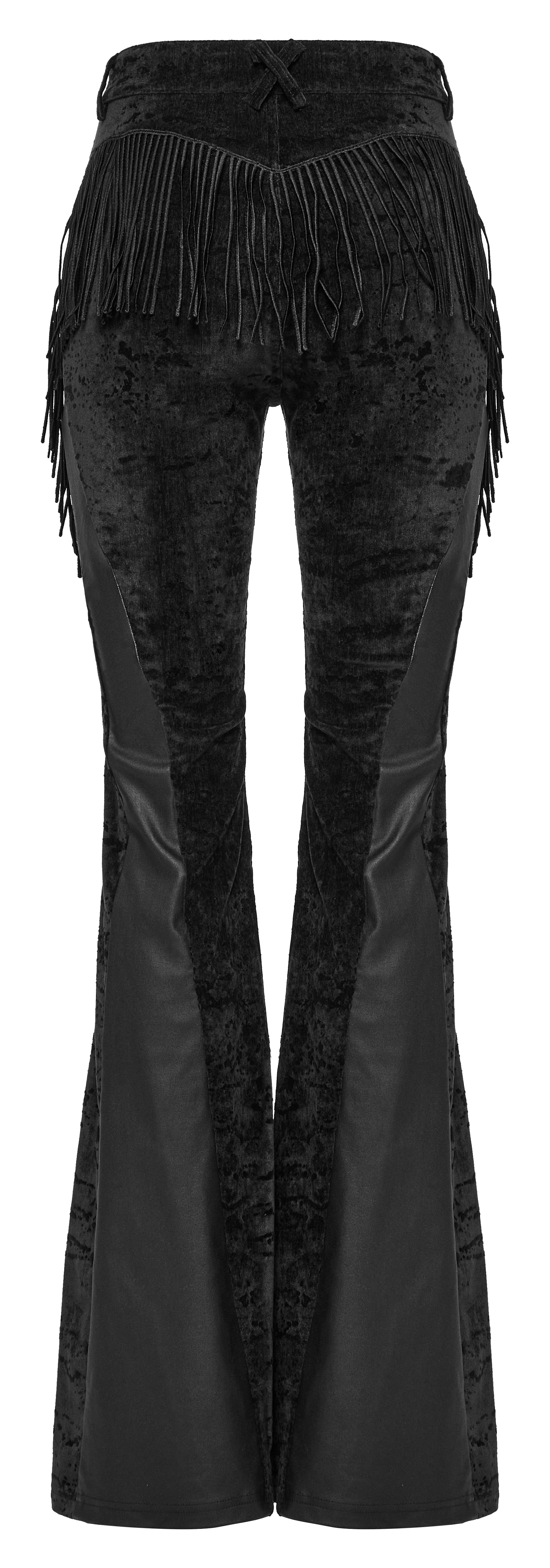 Punk Rave Morrigan Wasteland Tassel Goth Flare Trousers - Black