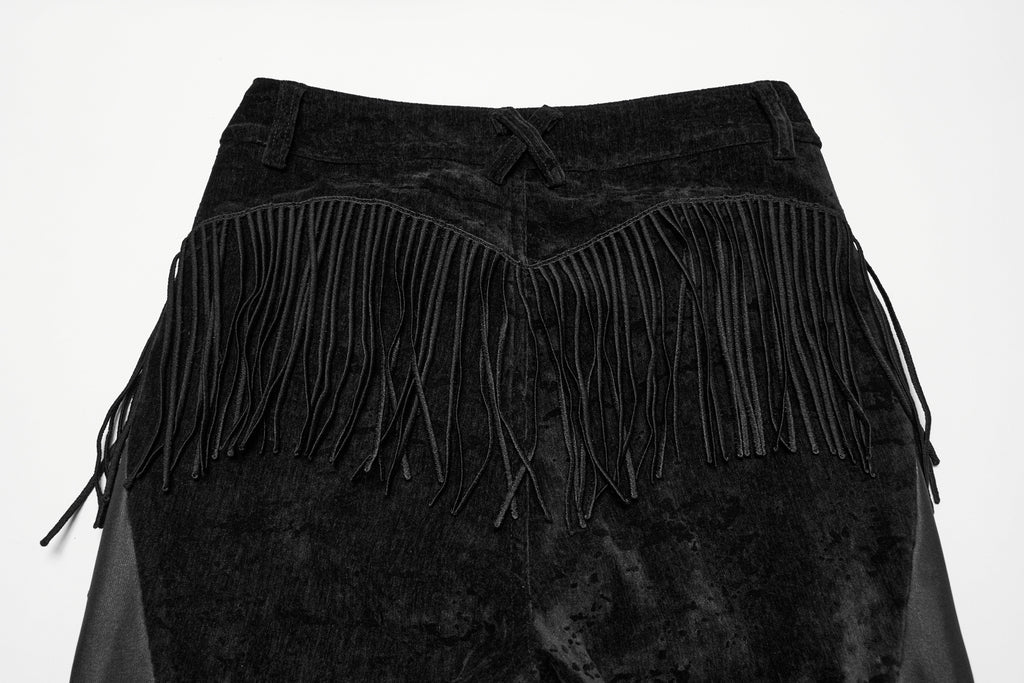 Punk Rave Morrigan Wasteland Tassel Goth Flare Trousers - Black