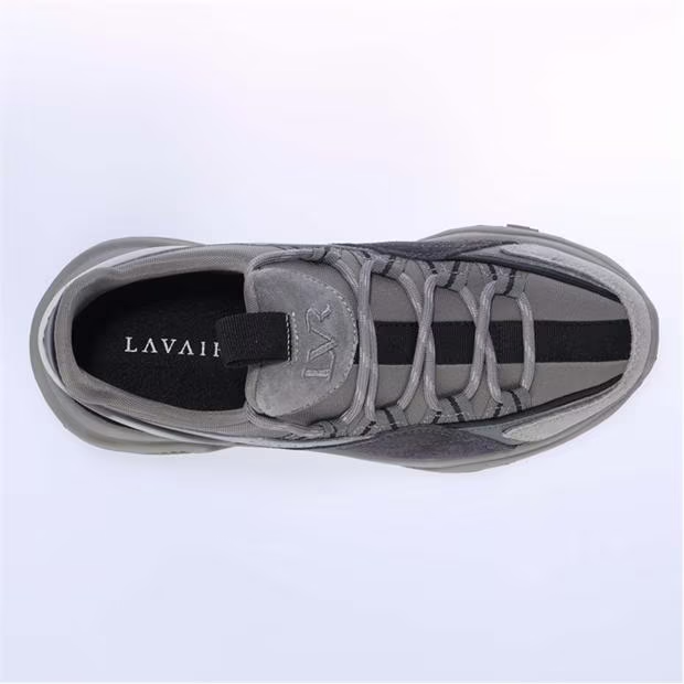 Lavair Creator Men's Grey Nappa Leather Chunky Trainers – UK 6 EU 40