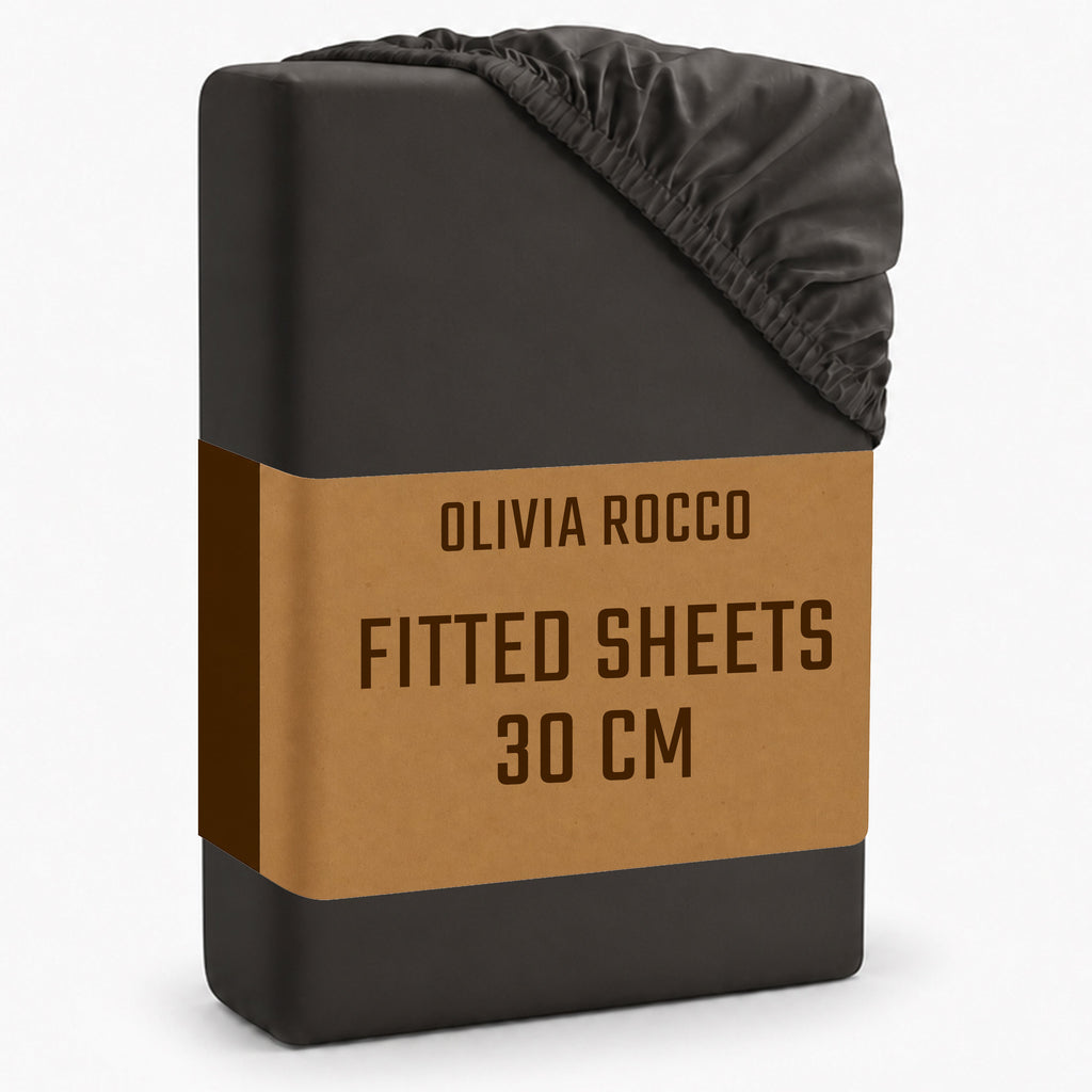 OLIVIA ROCCO Fitted Sheets – Super Soft Easy Care Plain Dye Bed Linen