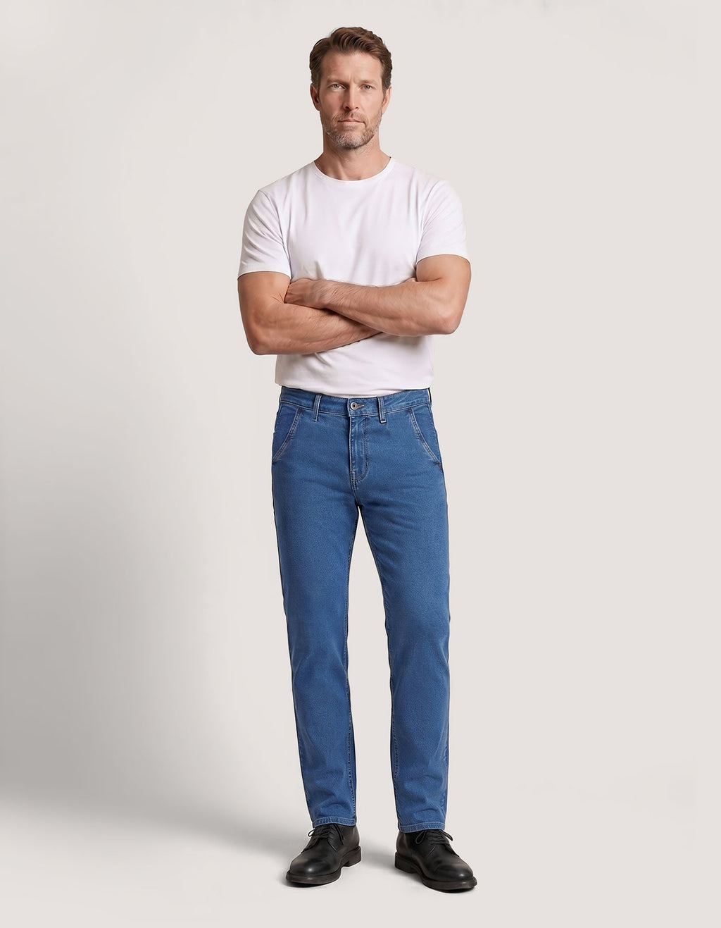 Cross Pocket Traveler Denim - Mid Blue