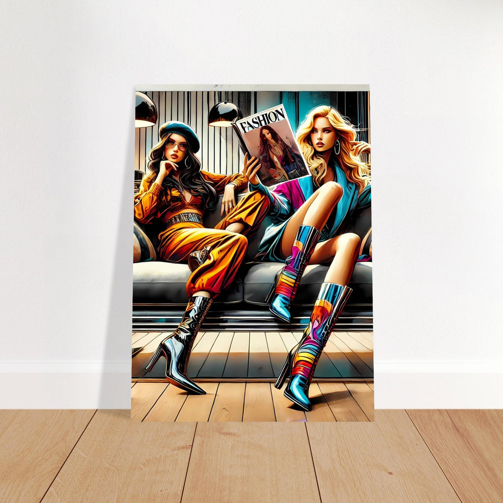 Fashion Lounge Poster – Stylish High Heel & Magazine Scene
