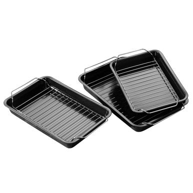 Orsina Mari Non-Stick Roasting Trays with Wire Racks – Set of 3