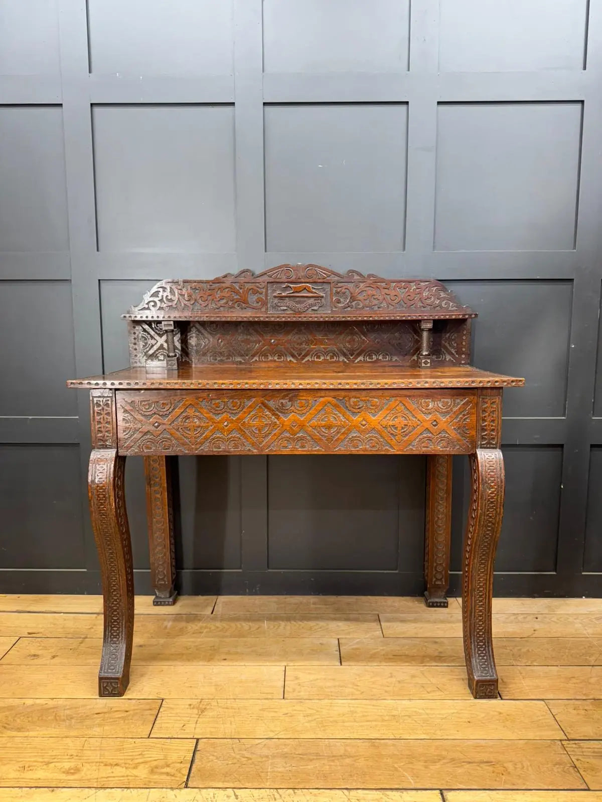 Antique Anglo-Indian Carved Oak Hall Table Sideboard / Antique Console Side Table