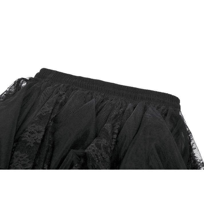 Dark in Love Dark Fairy Lace Skirt – Black Gothic High-Low Mesh