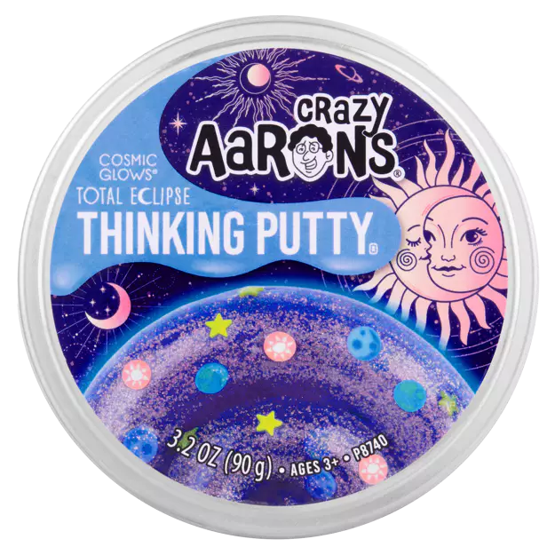 Crazy Aaron's Total Eclipse Thinking Putty – Multi-Color Glow Fidget Toy