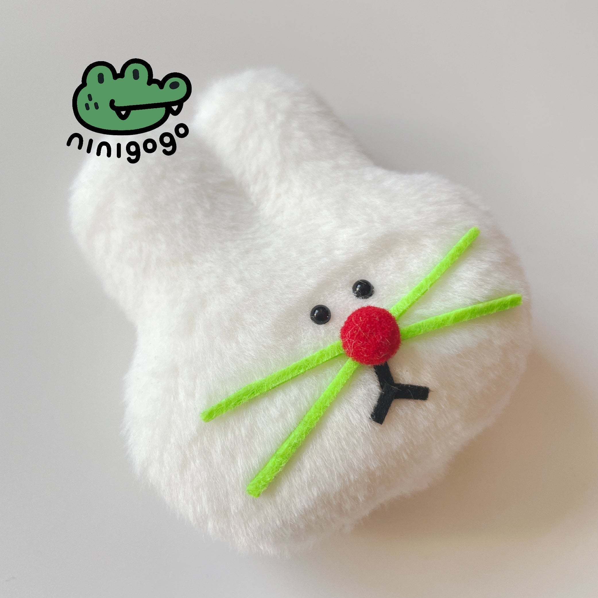 LuLuFun Studio White Bunny Plush Charm – Handmade Polar Fleece Toy