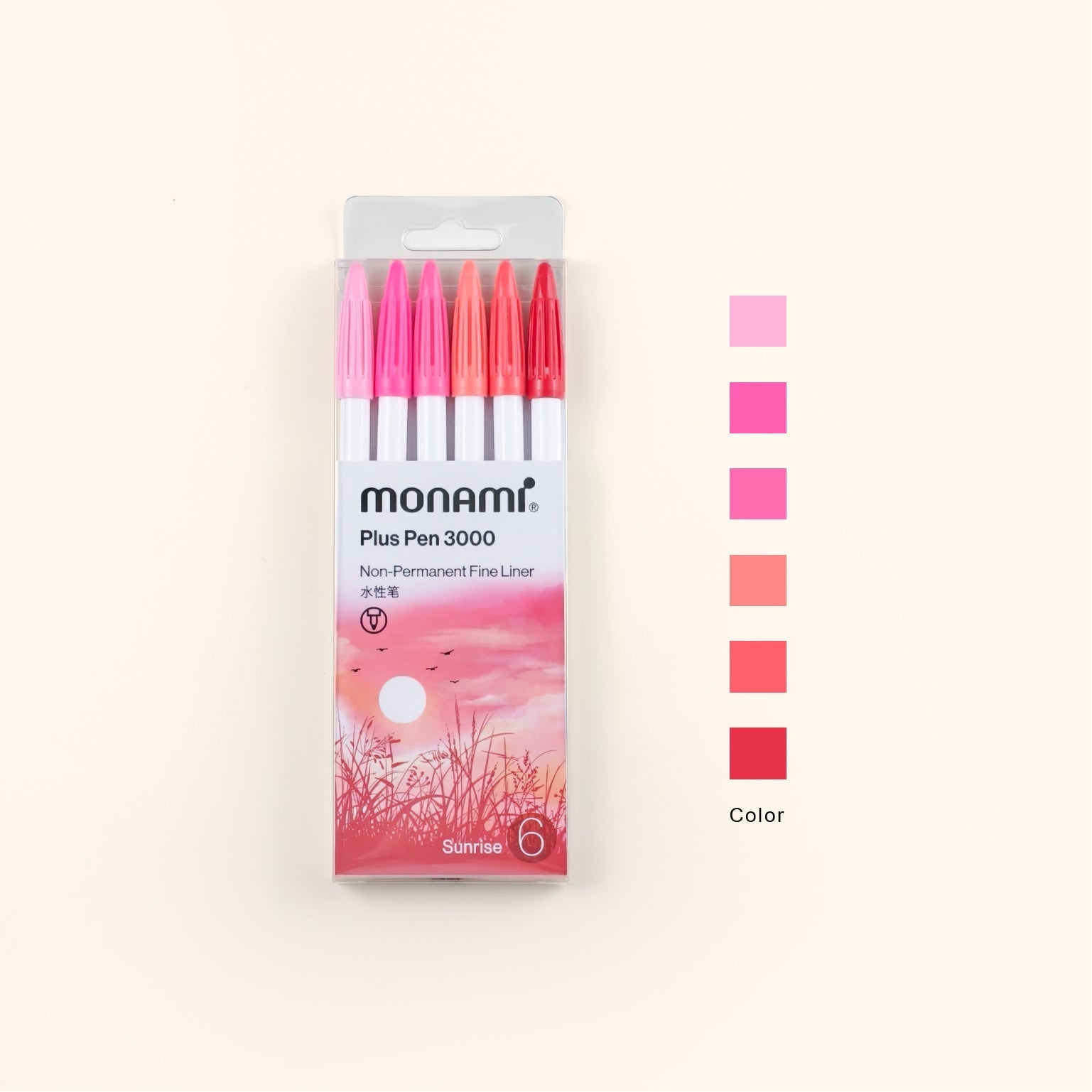 Monami Plus Pen 3000 Set | 0.4mm Fine Liner Journaling Pens - 6 Pcs