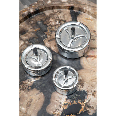 Orsina Large Spinning Ashtray – Chrome Effect Odour Control Ash Catcher